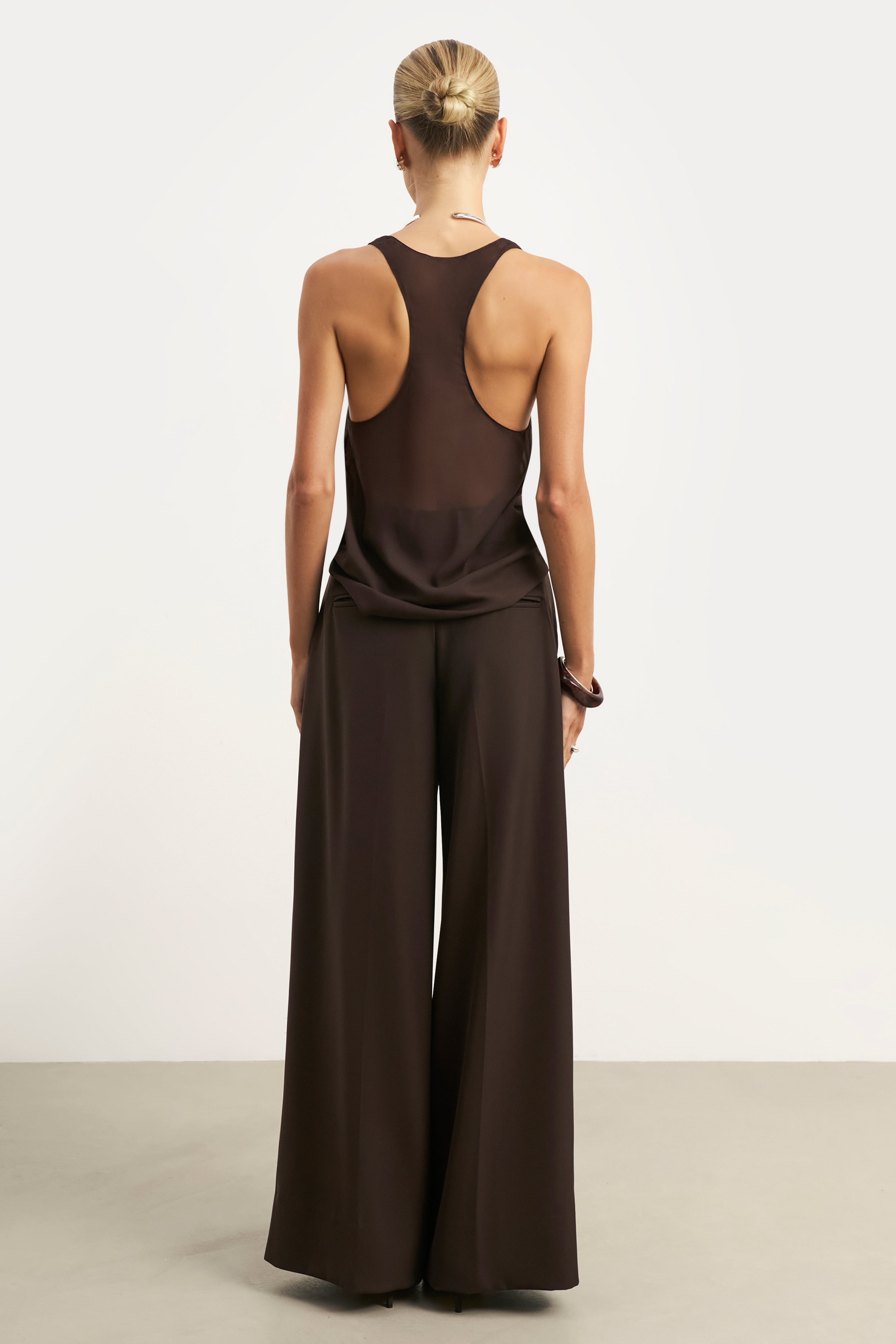 Pleated Ultra Wide Leg Trousers - Carob