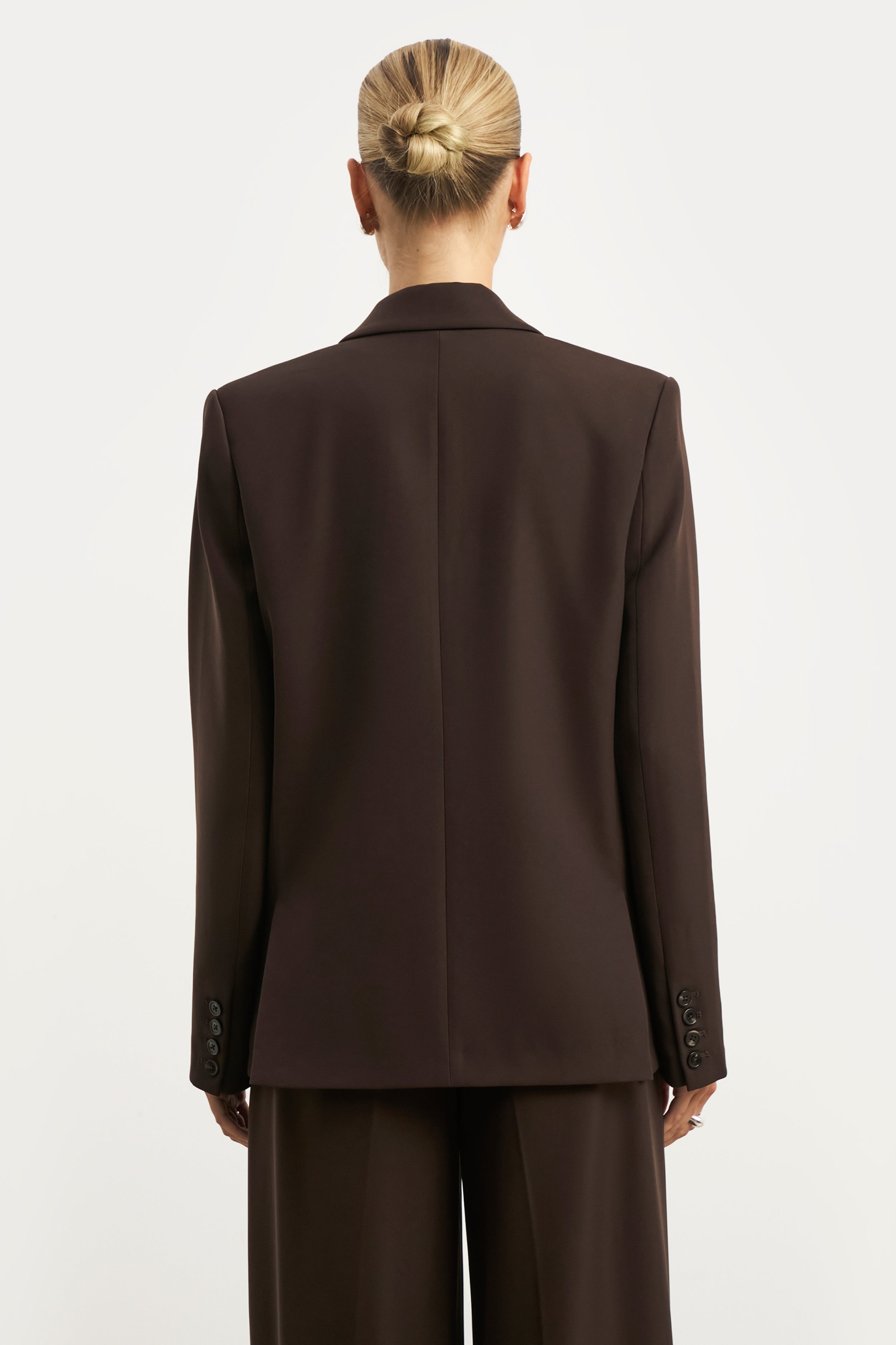 Dropped Waist Double Breasted Blazer - Carob