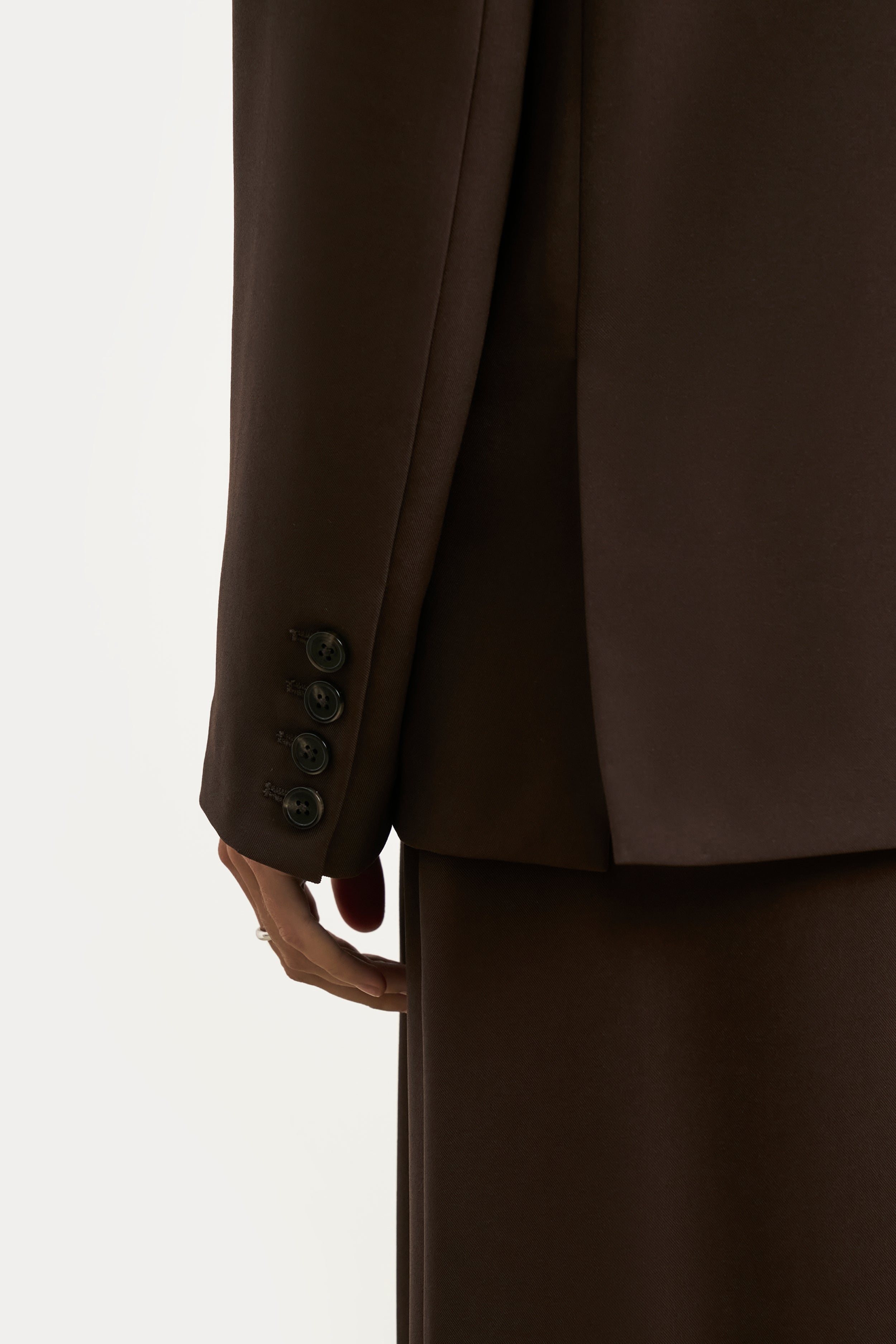 Dropped Waist Double Breasted Blazer - Carob