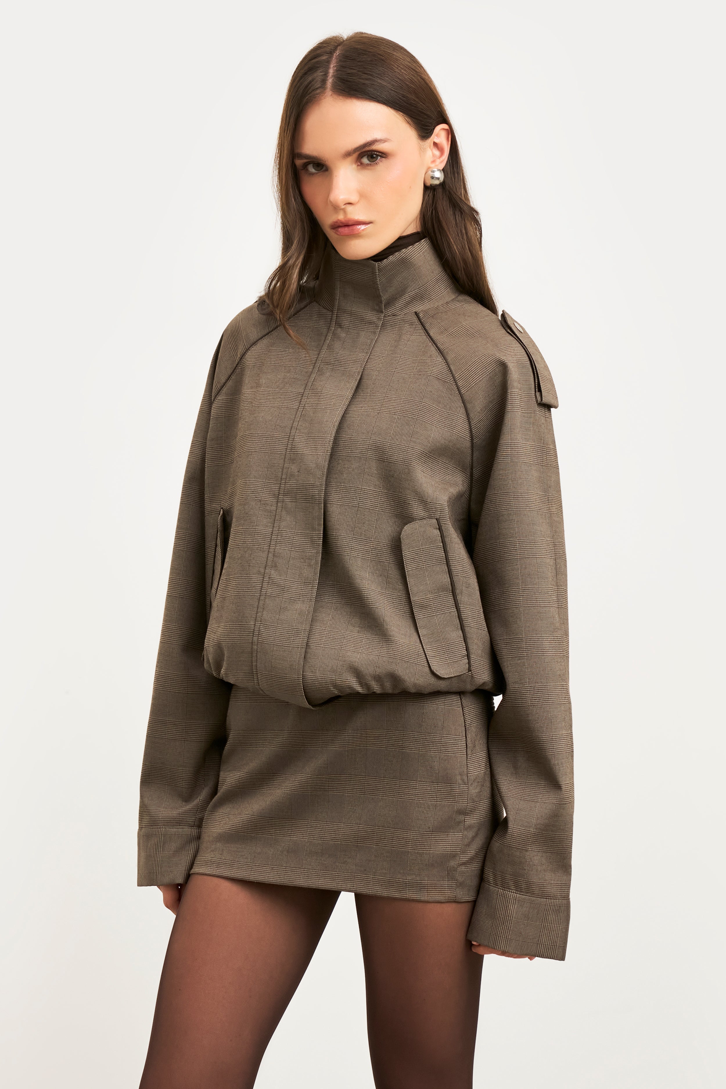 Clean Cut Micro Skirt - Carob Check