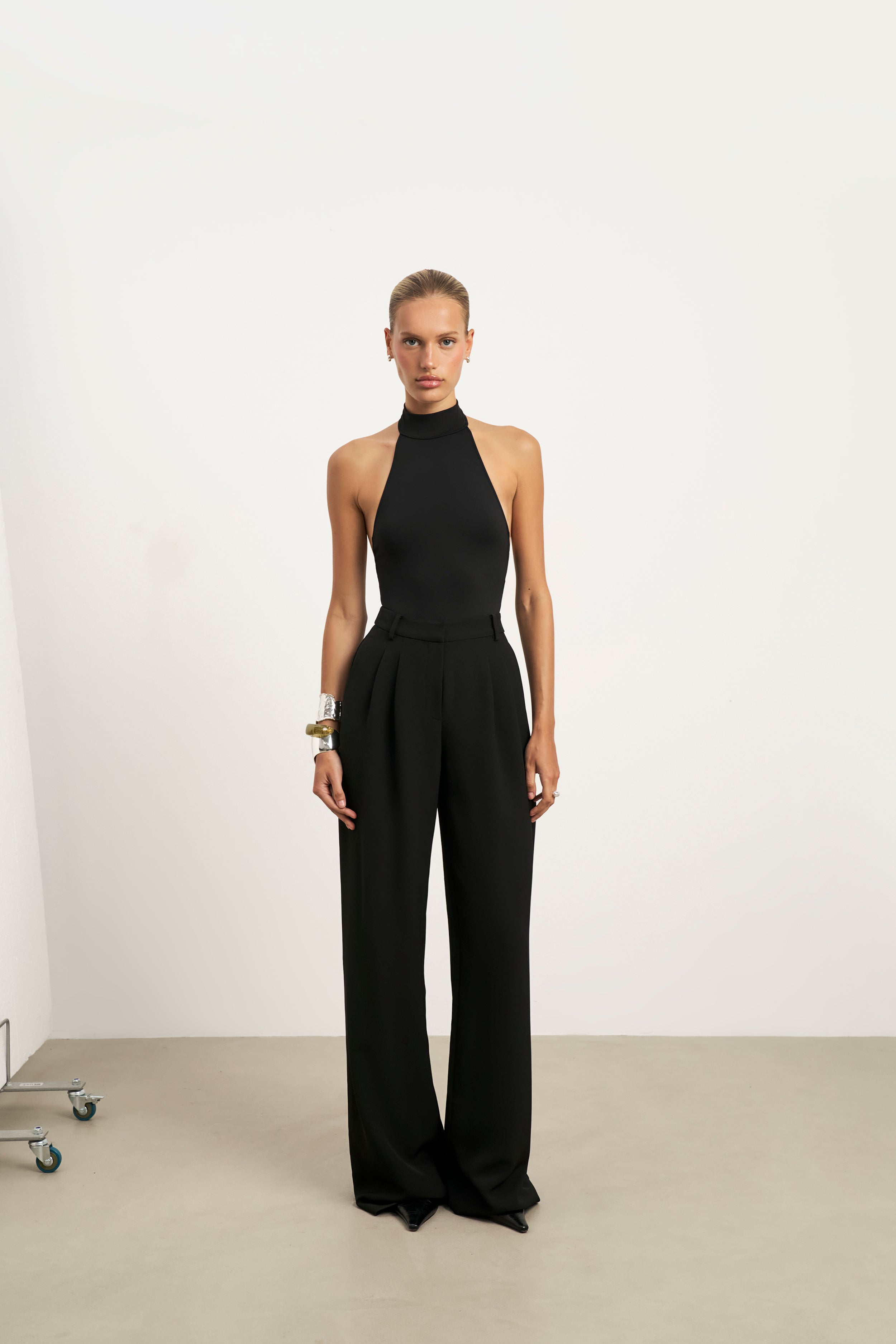 High Neck Halter Bodysuit - Black