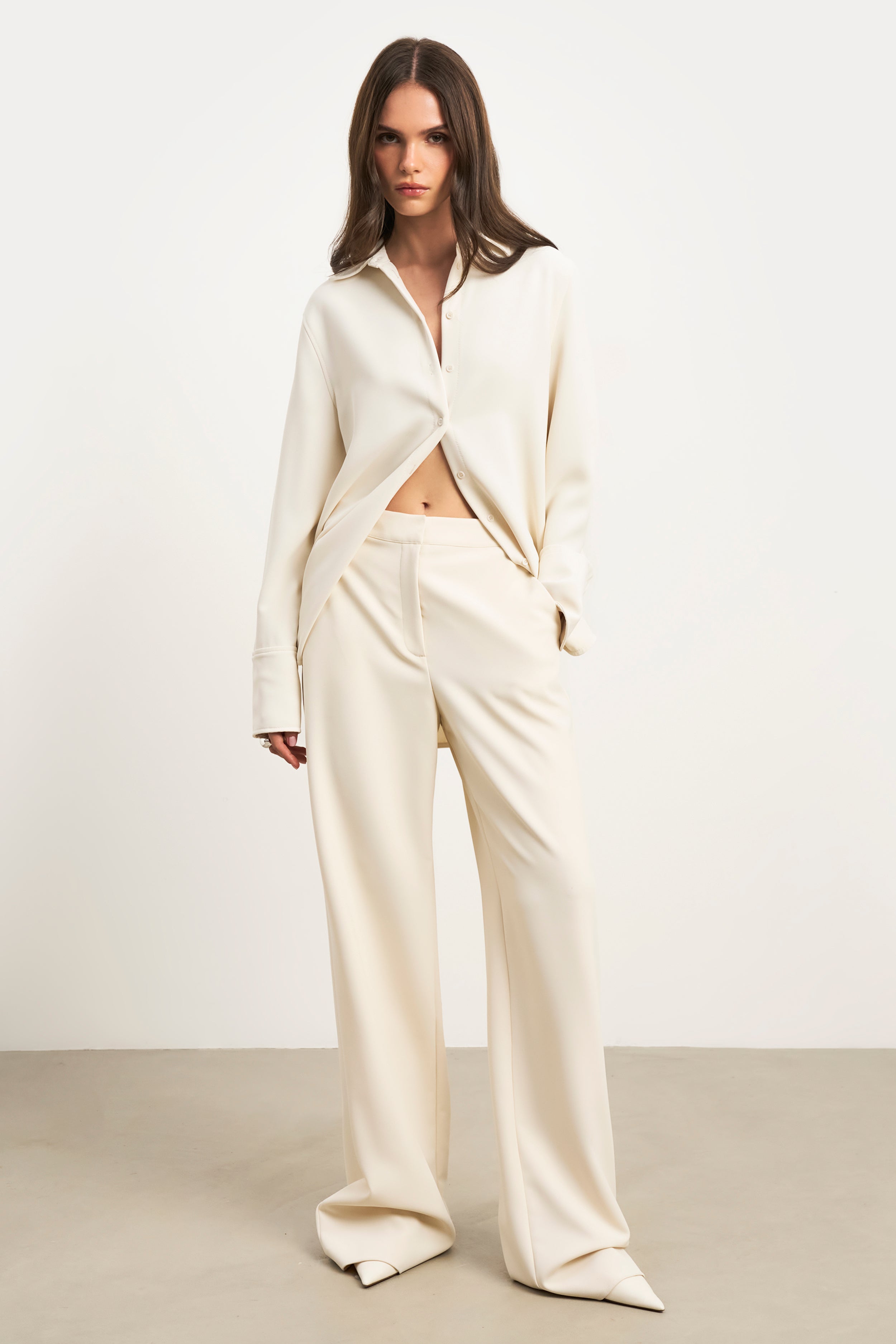 Effortless Wide Leg Trousers - Cream