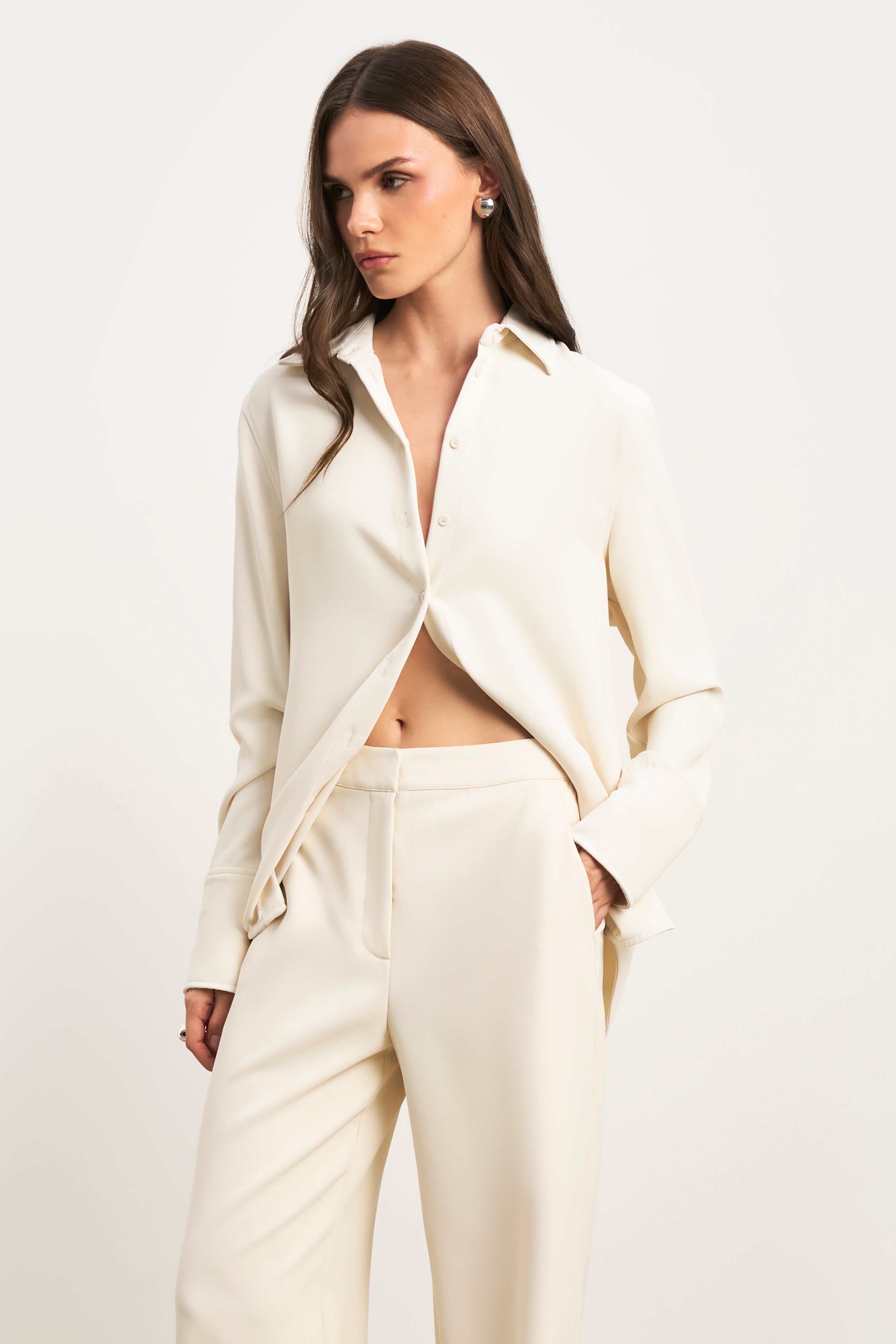 Effortless Wide Leg Trousers - Cream