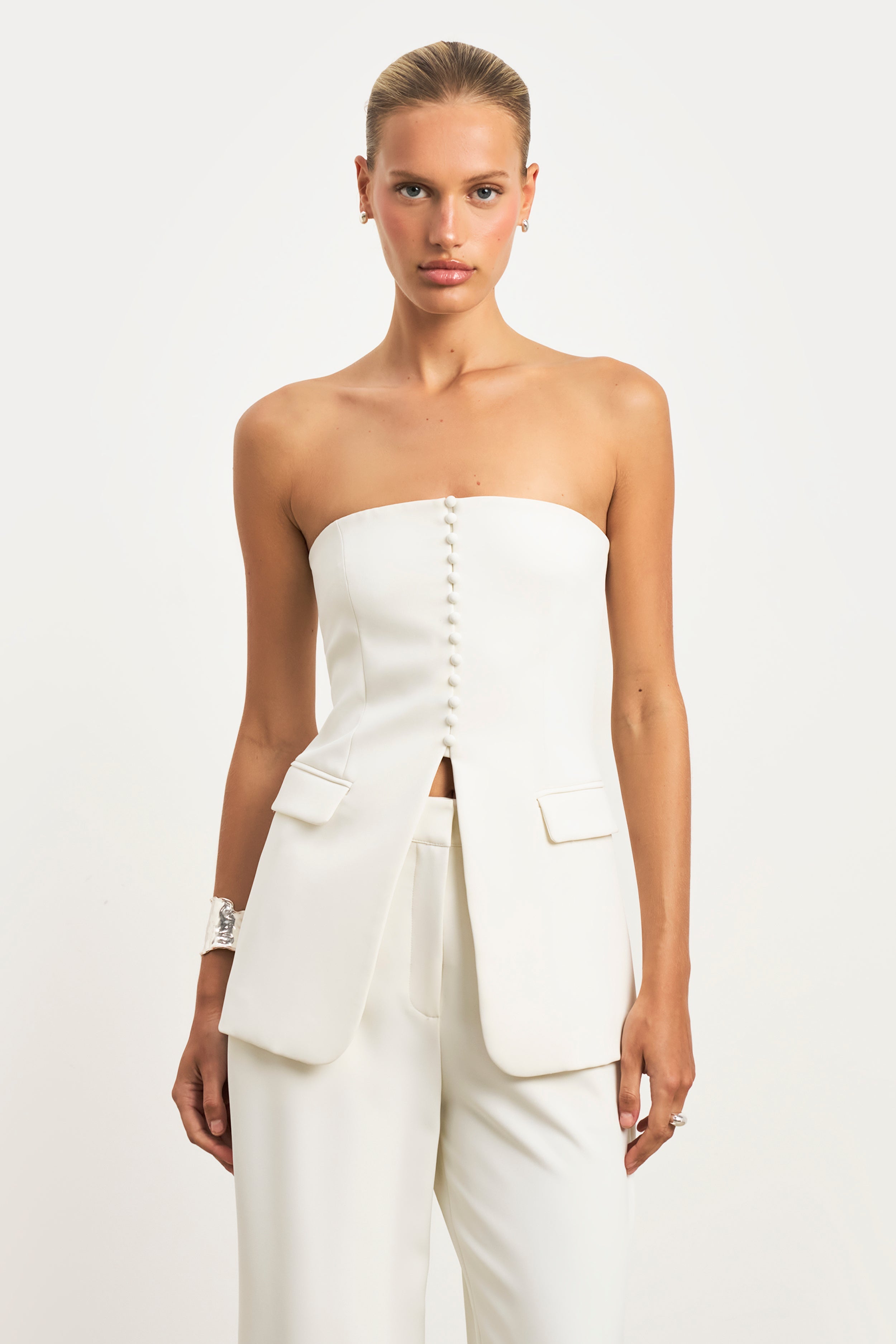 Strapless Peplum Bodice - White