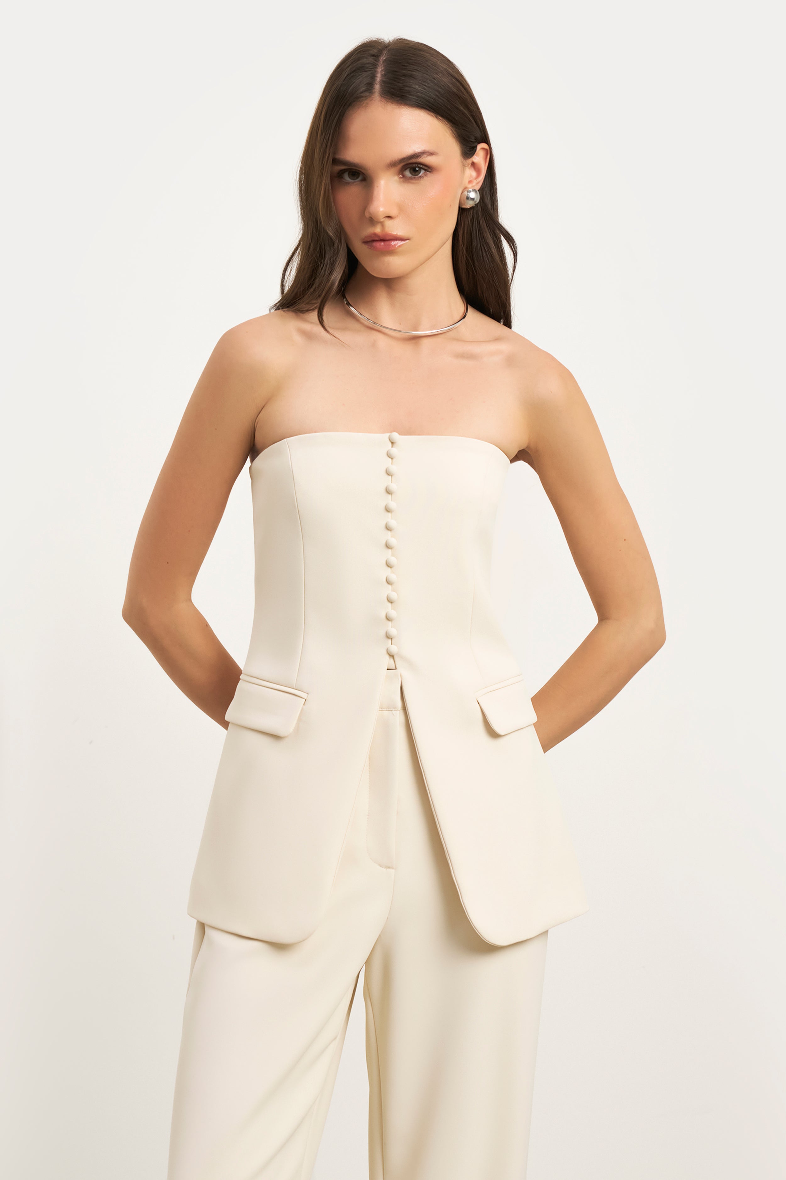 Strapless Peplum Bodice - Cream