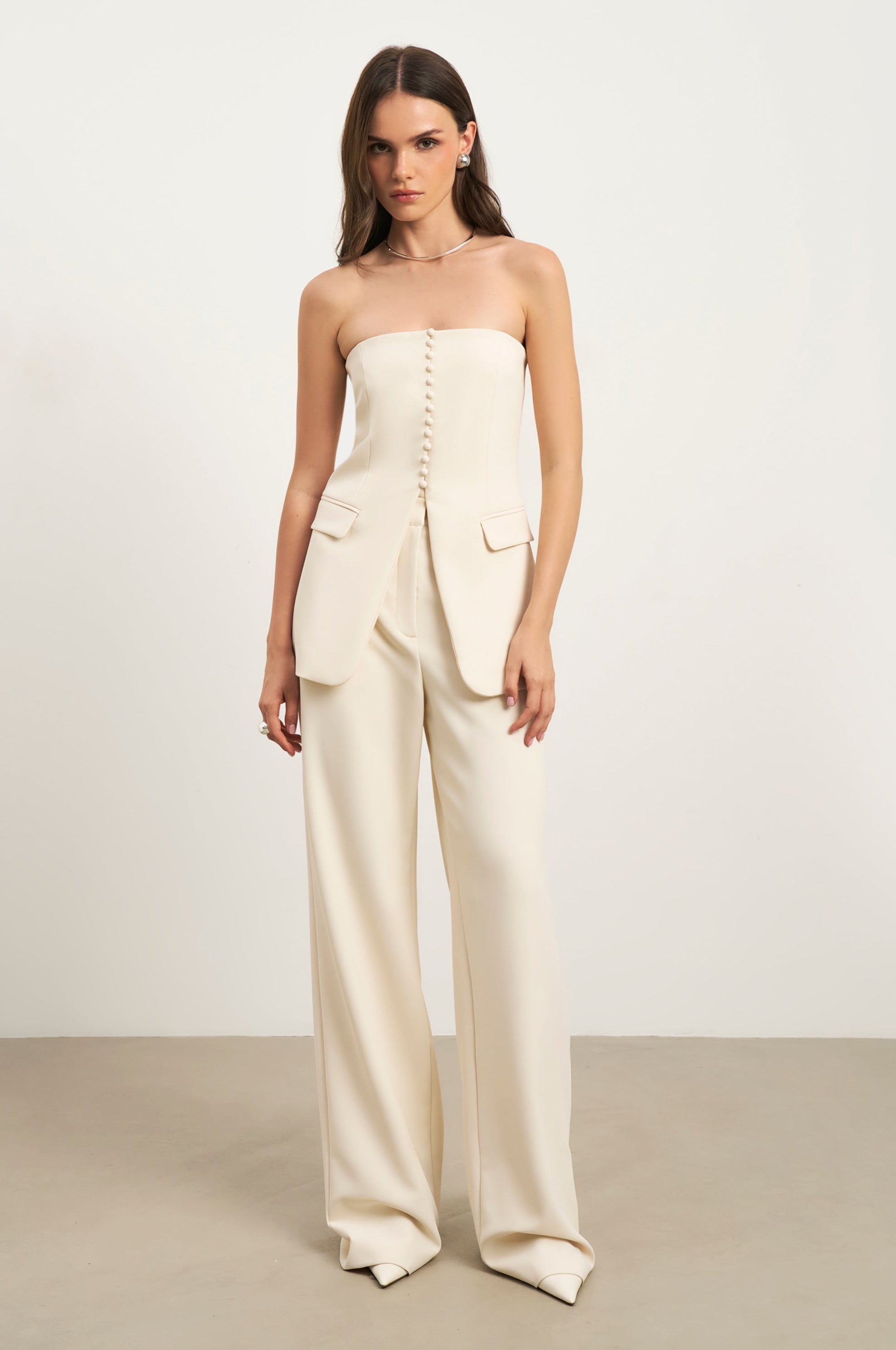 Strapless Peplum Bodice - Cream