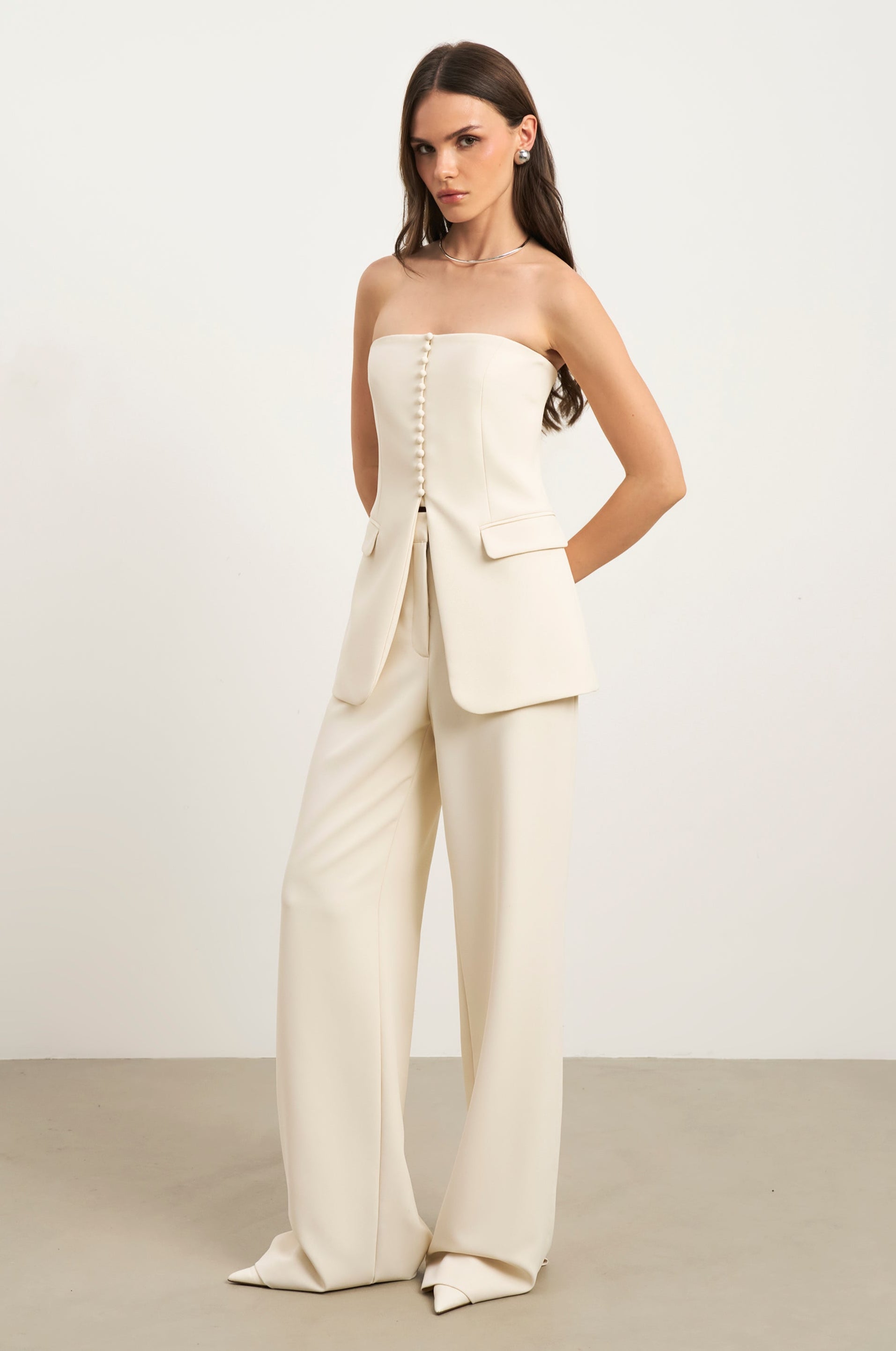 Strapless Peplum Bodice - Cream