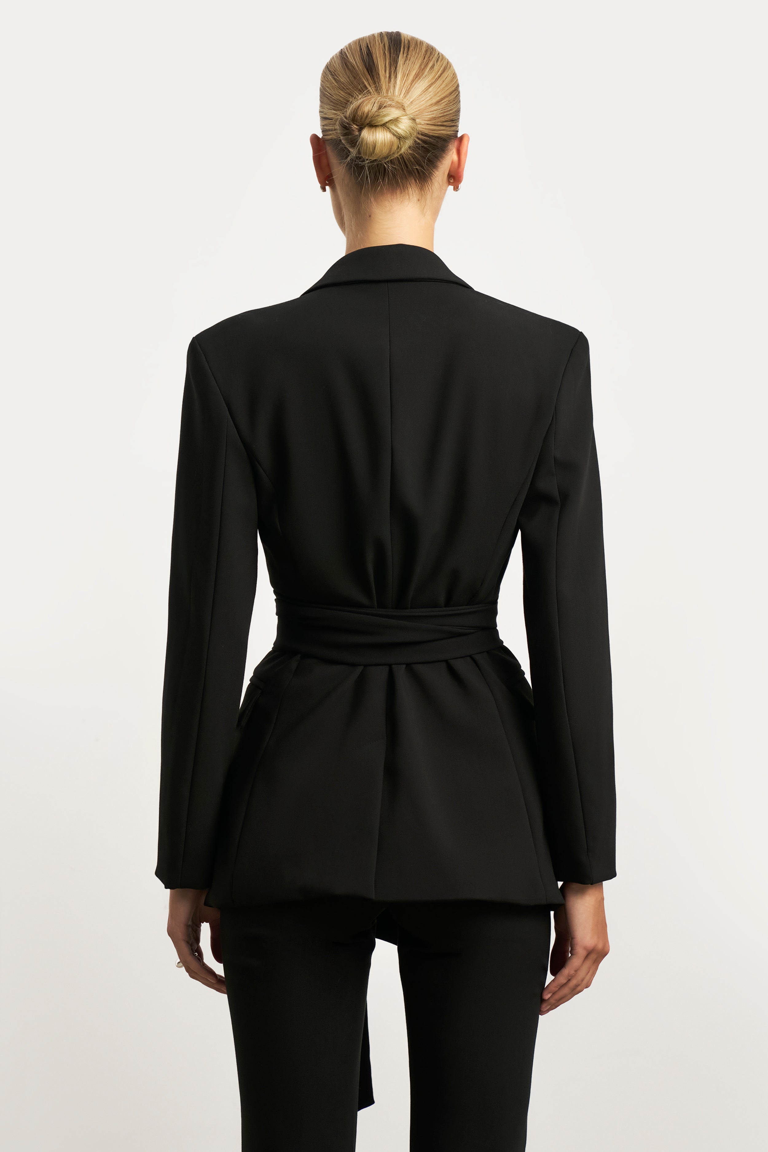 Classic Blazer With Belt - Black