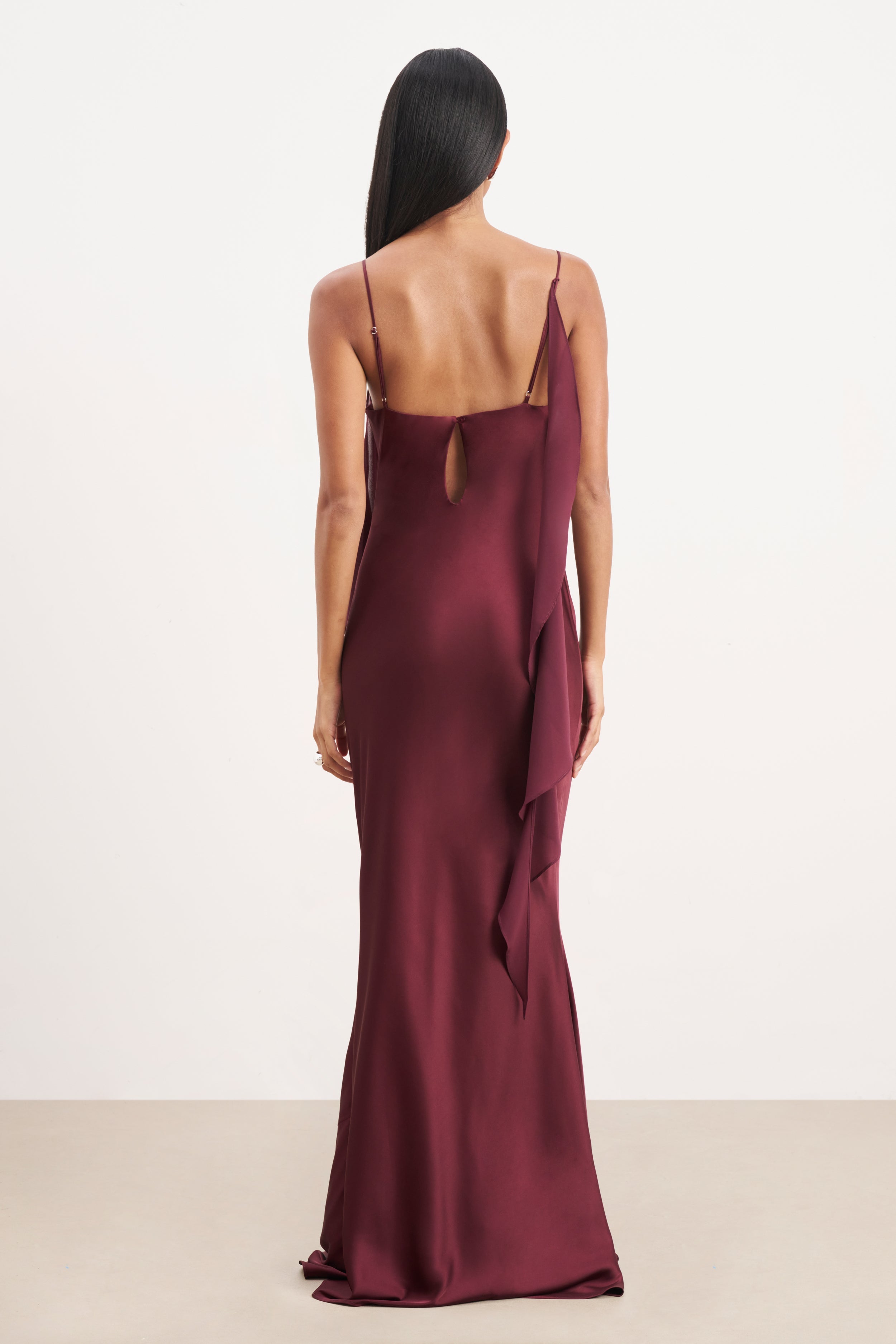 Ruched Bust Satin Slip Dress - Mulberry