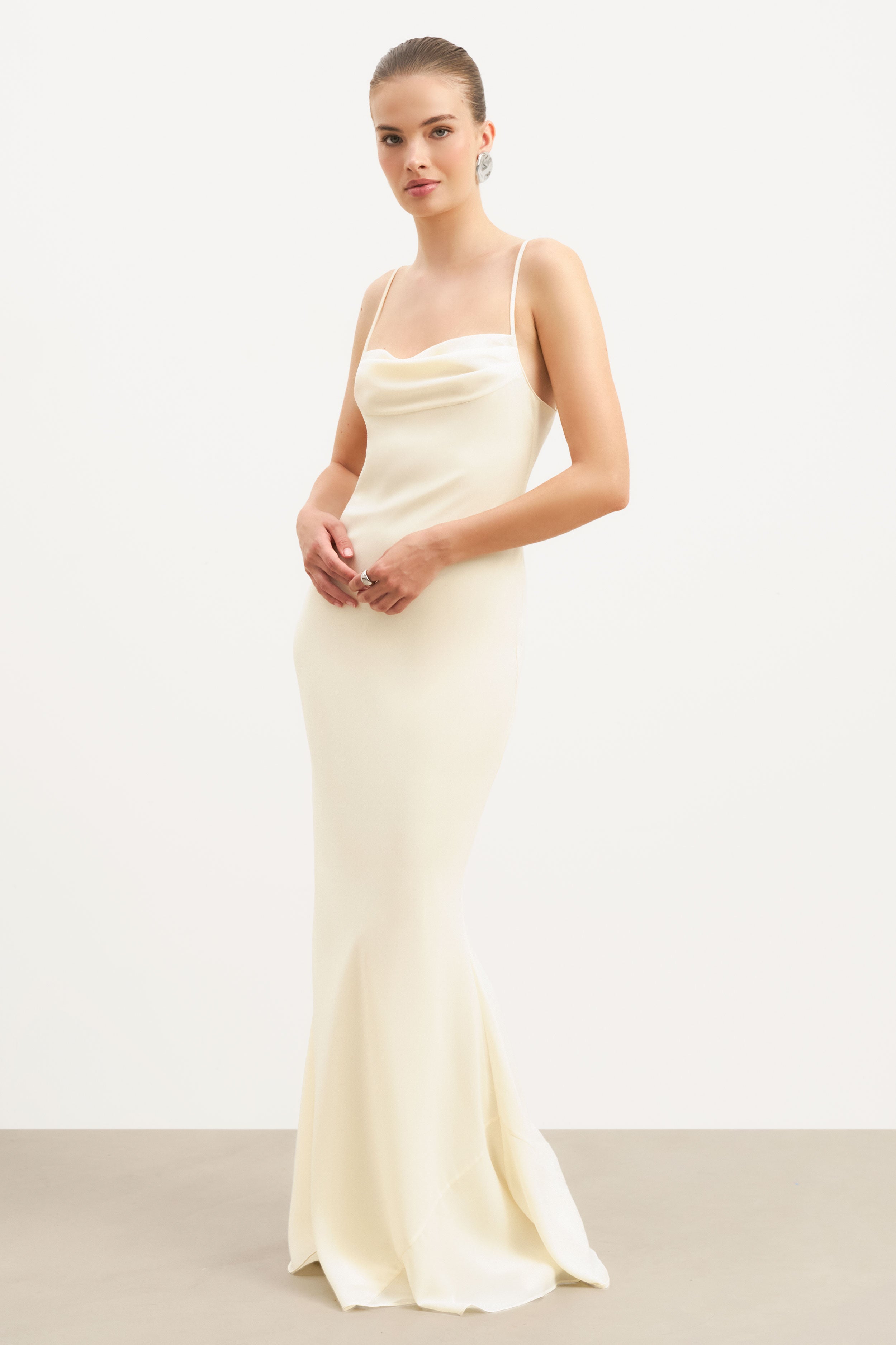 Ruched Chiffon Maxi Dress - Buttermilk