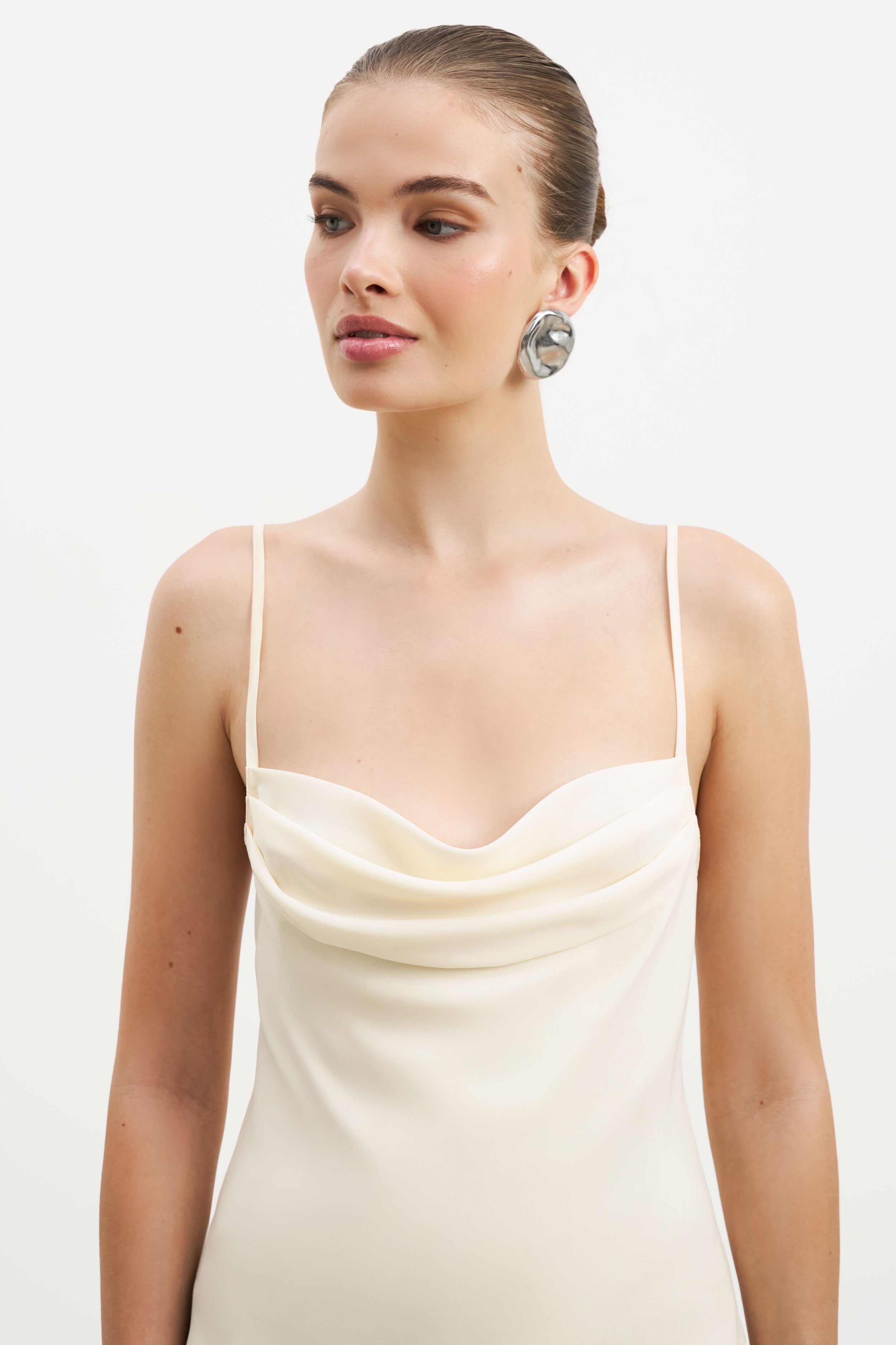 Ruched Chiffon Maxi Dress - Buttermilk