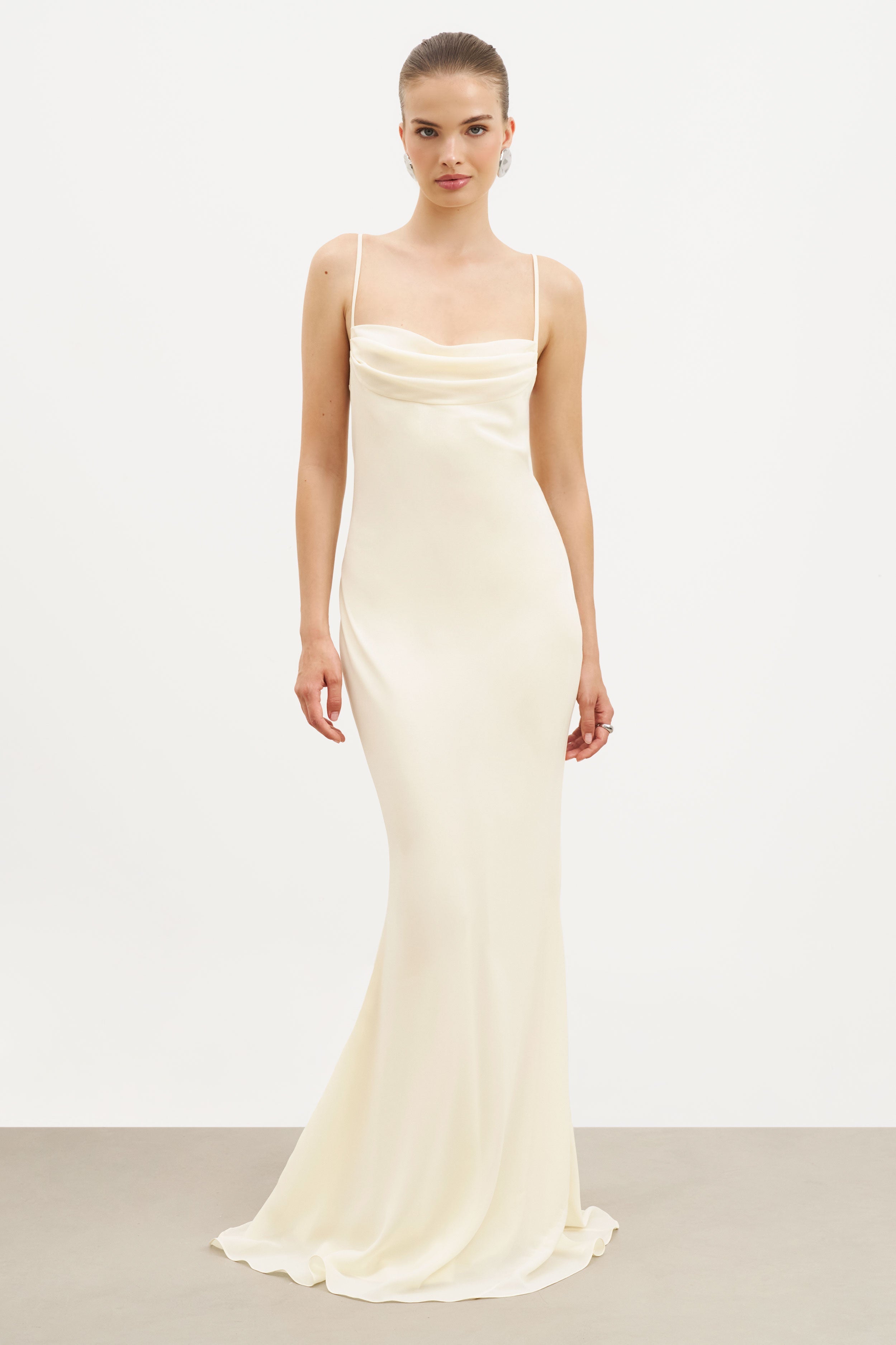 Ruched Chiffon Maxi Dress - Buttermilk