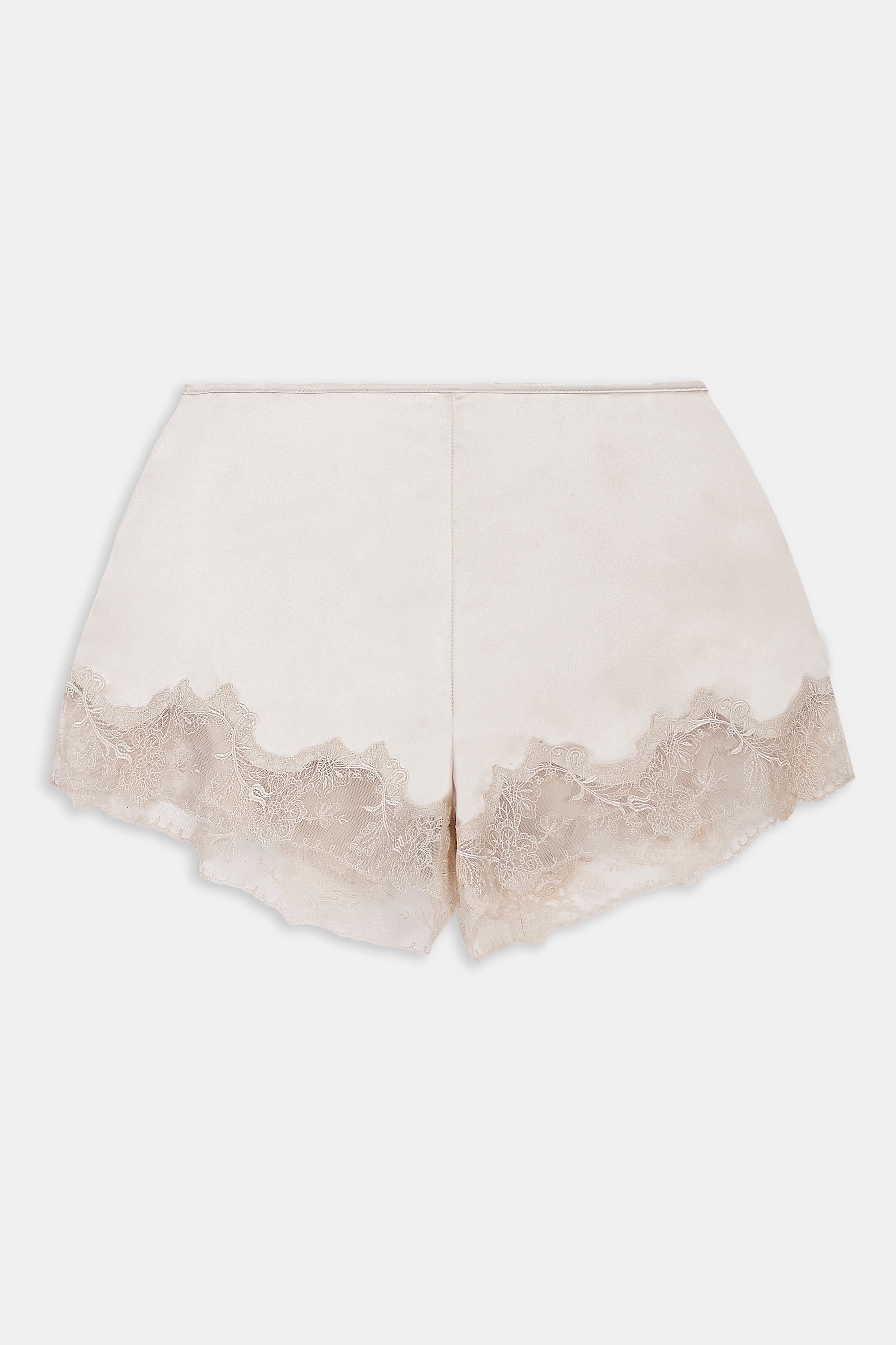 Satin Lace Detail Shorts - Champagne