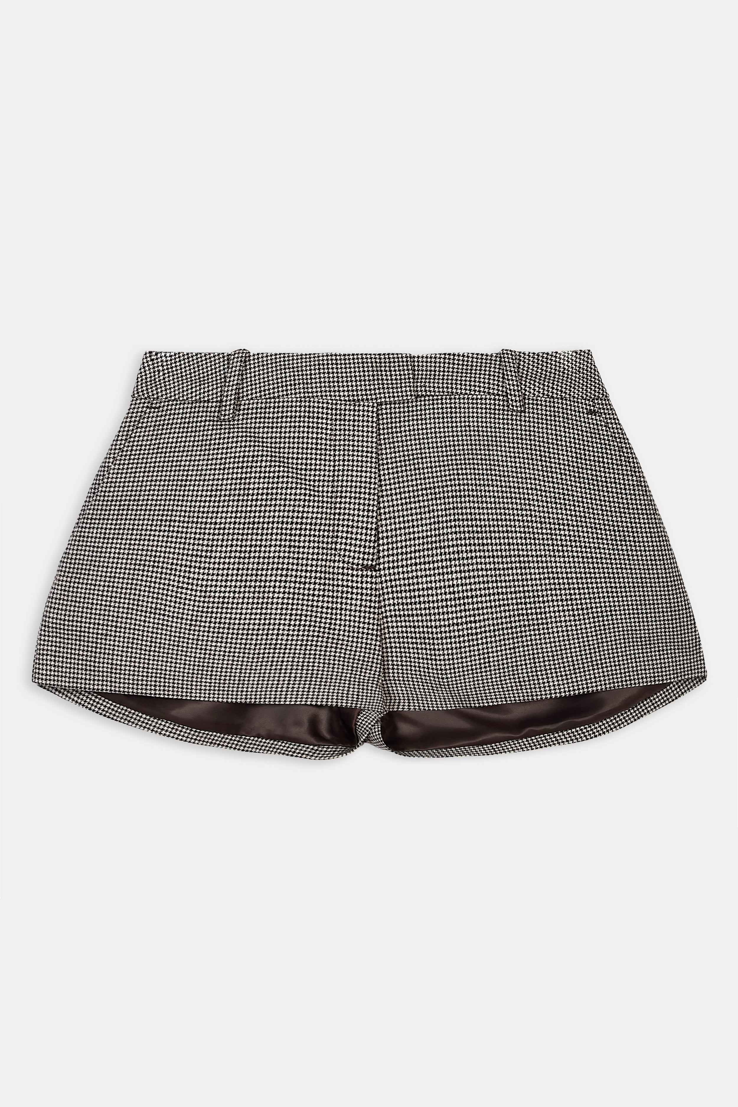 Tailored Mid Rise Micro Shorts - Houndstooth