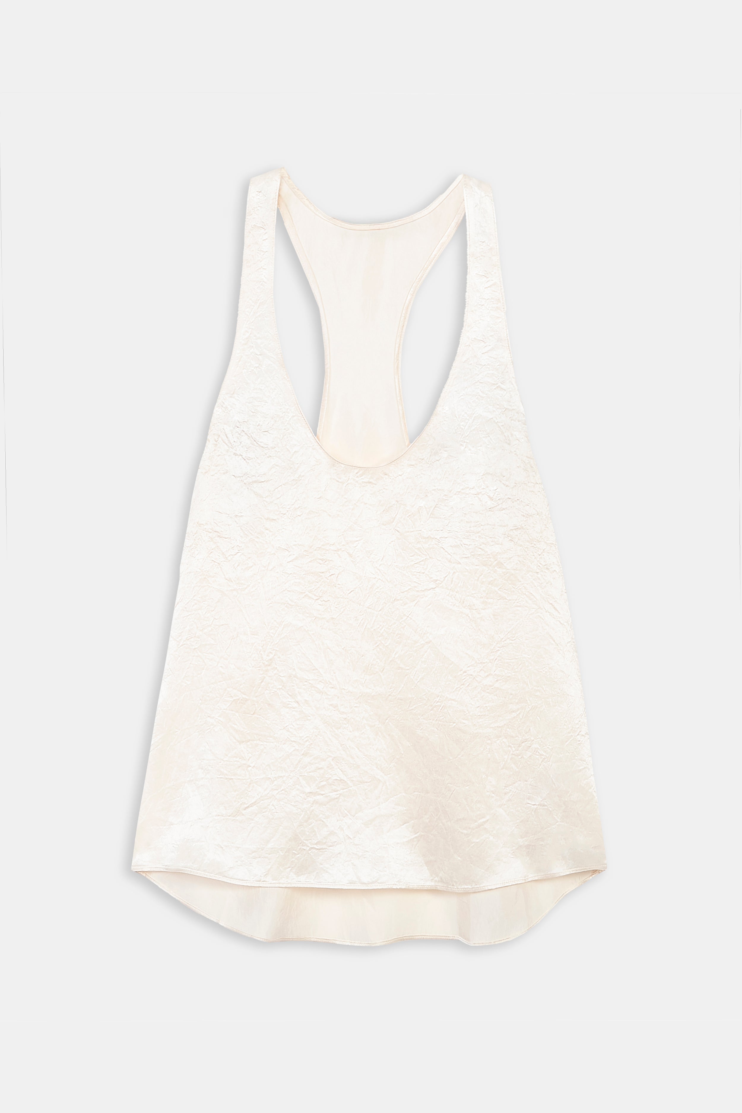 Crushed Satin Plunge U Neck Tank Top - Champagne
