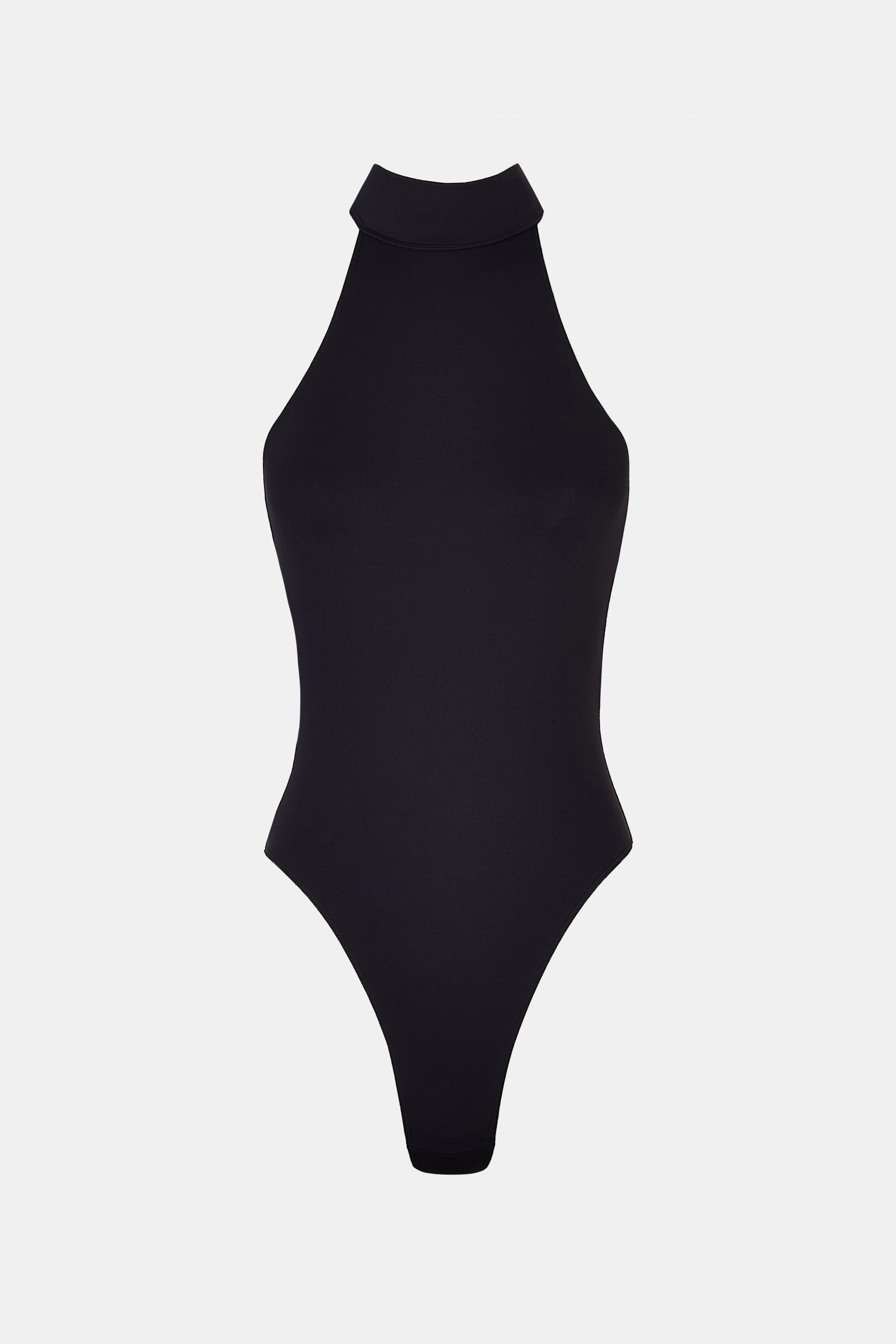 High Neck Halter Bodysuit - Black