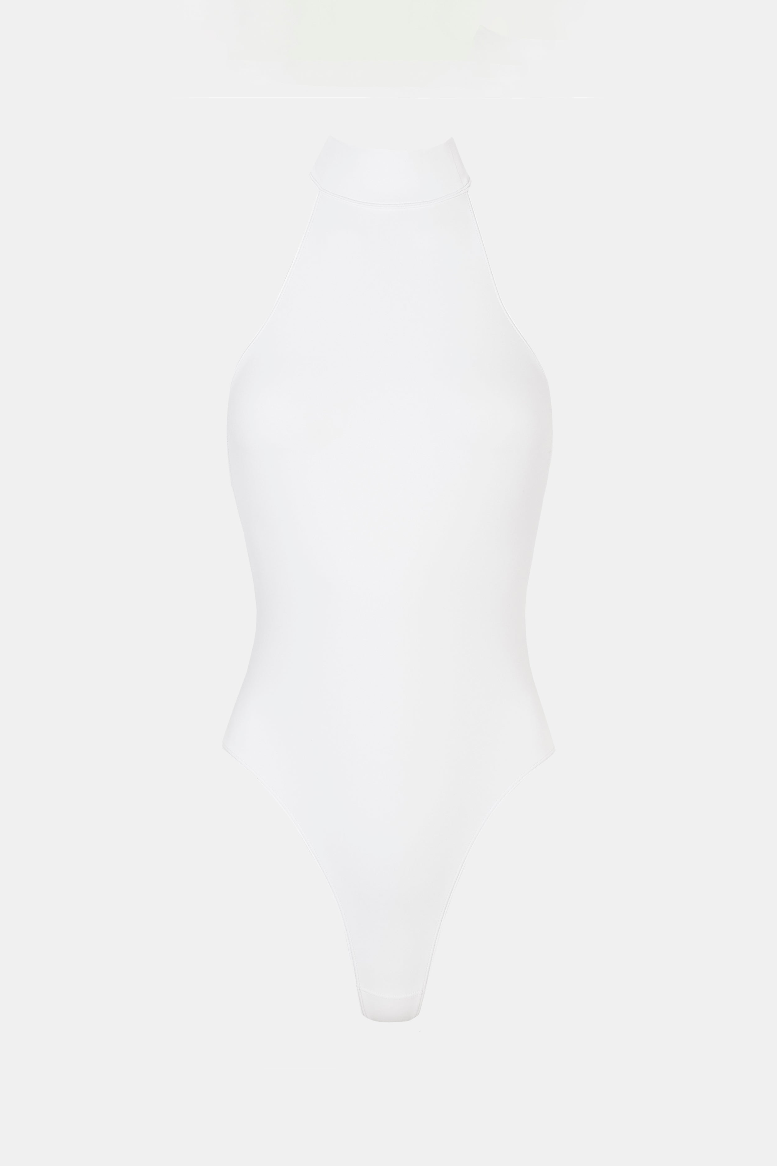 High Neck Halter Bodysuit - White