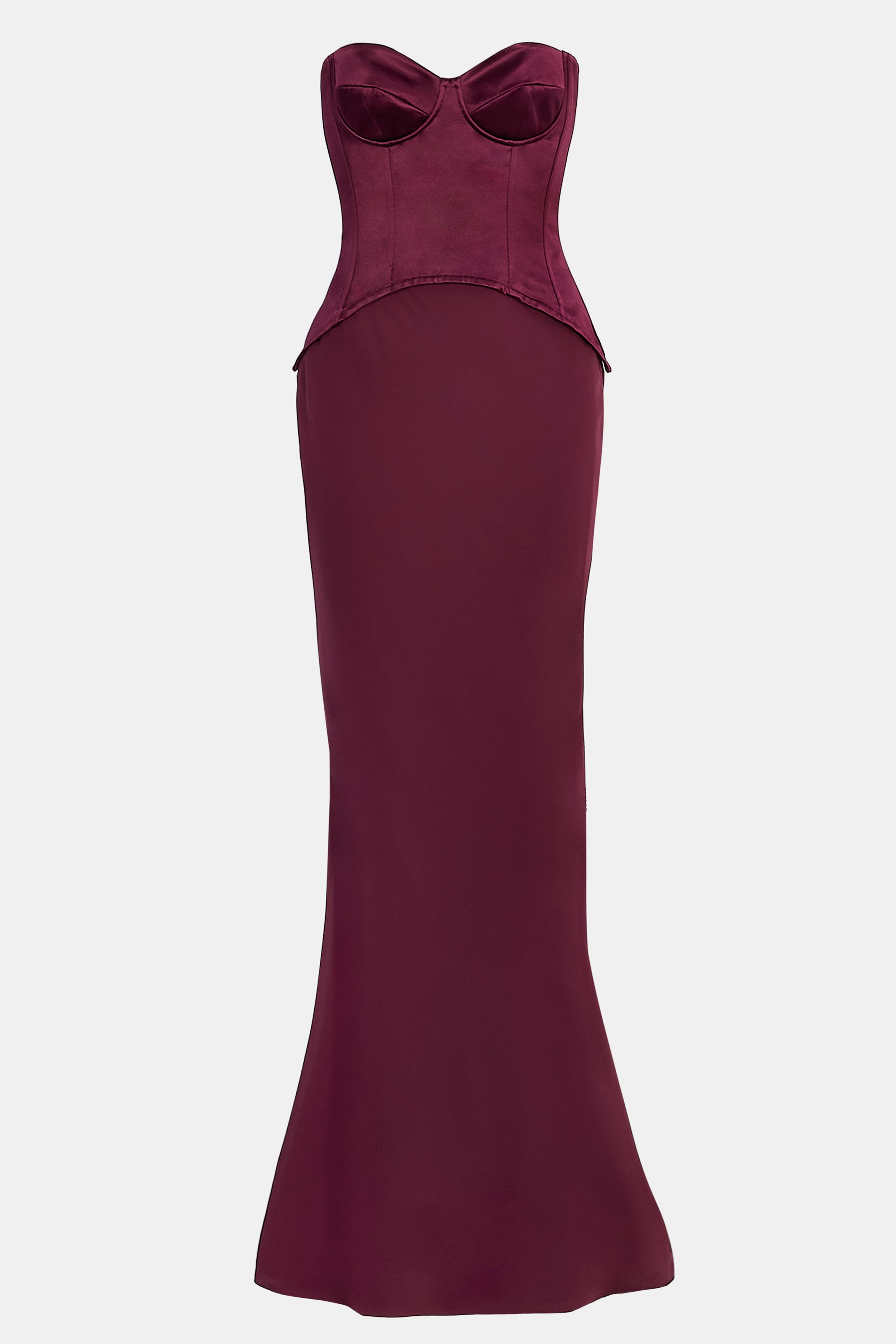 Satin Corset Gown with Sweetheart Neckline - Mulberry