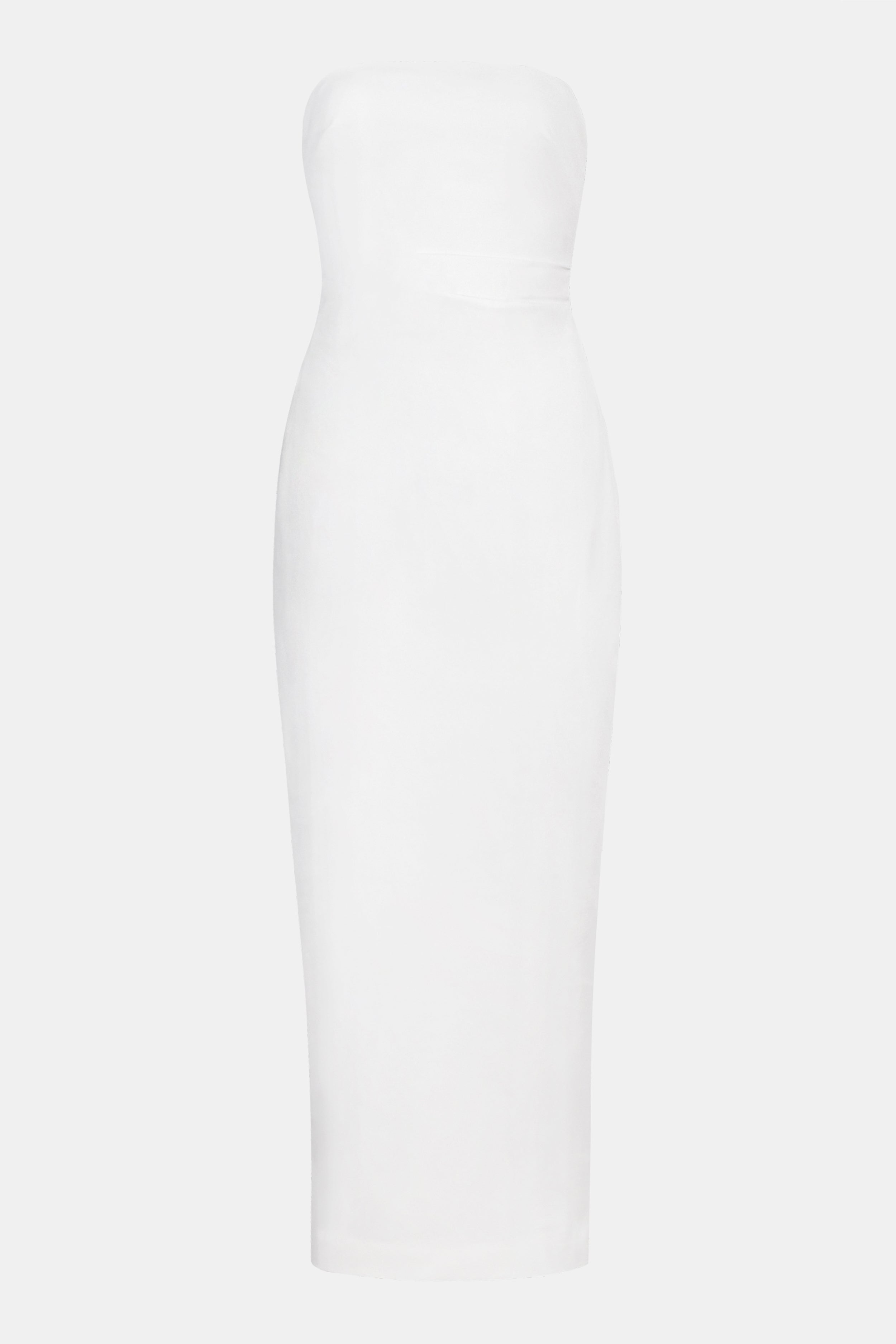 Strapless Ruched Midaxi Dress - White