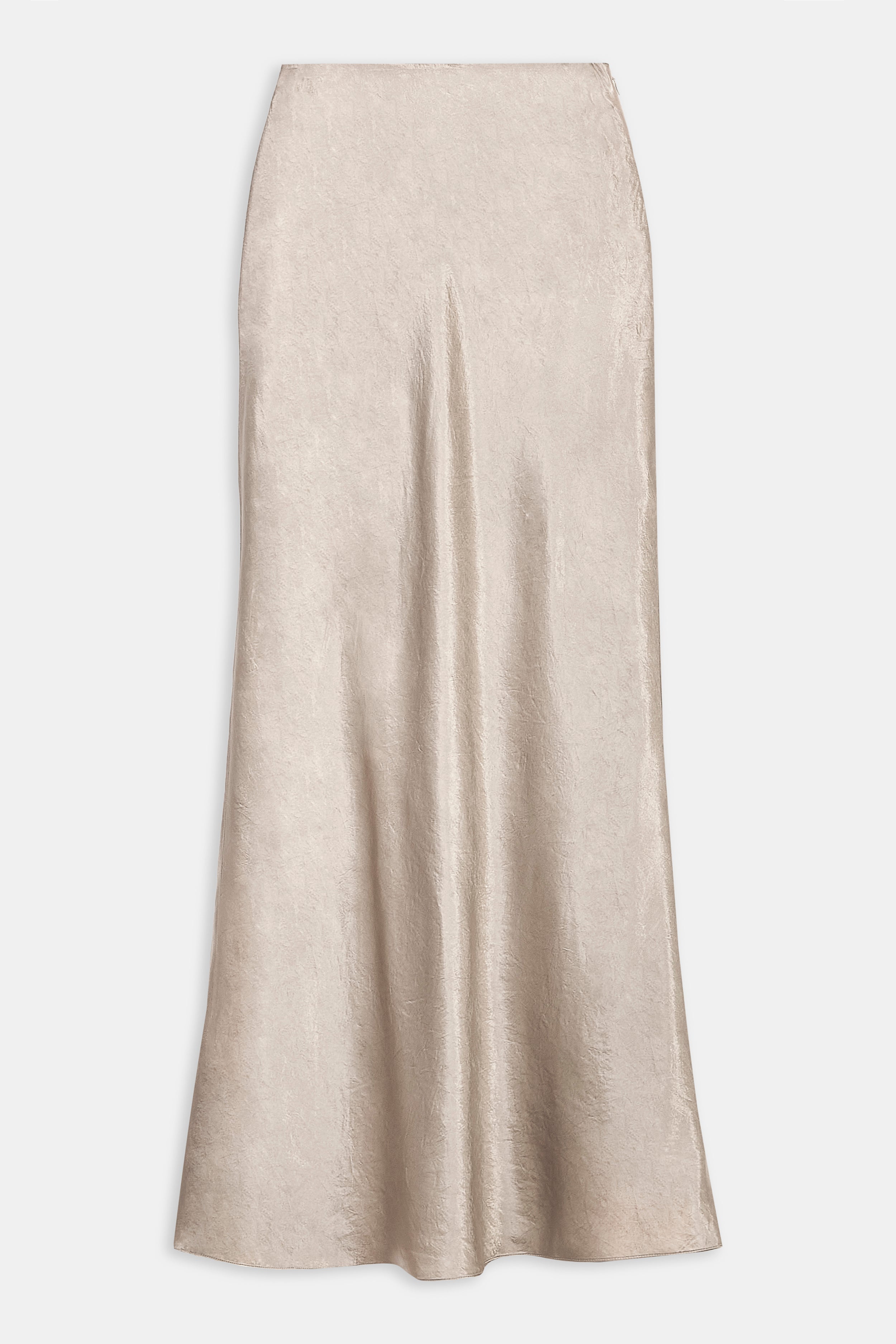 Crushed Satin Bias Cut Maxi Skirt - Pebble