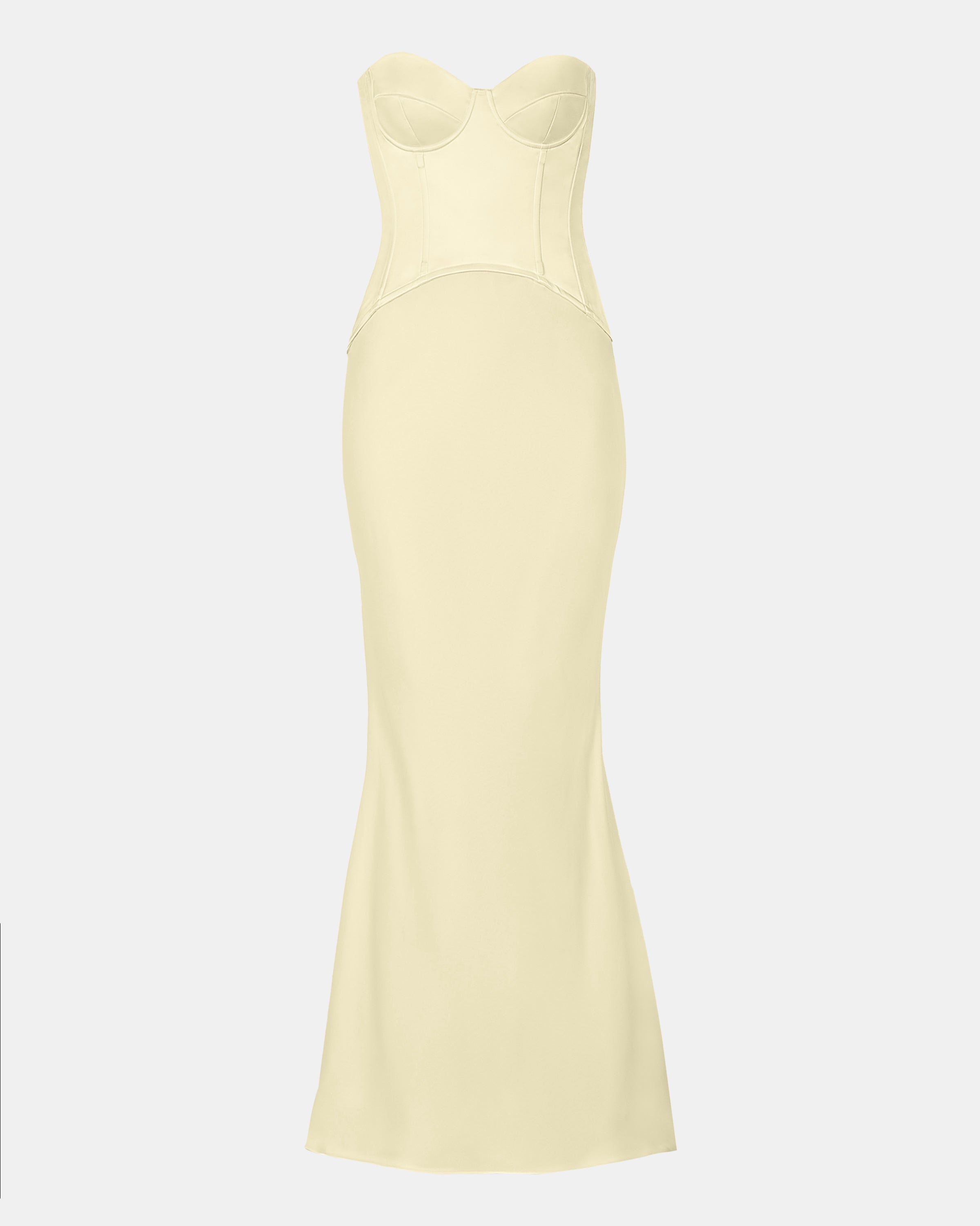Satin Corset Gown with Sweetheart Neckline - Buttermilk
