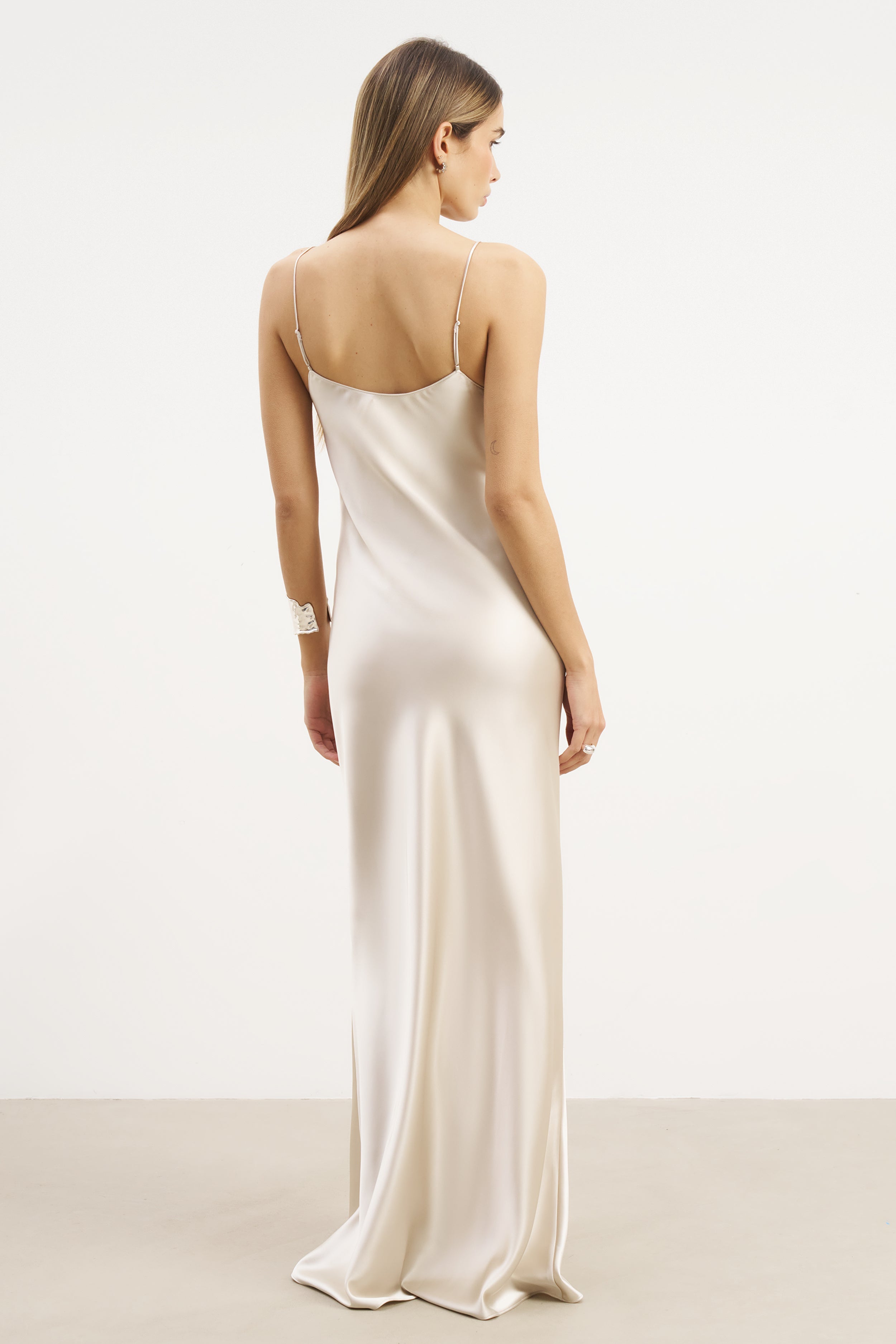 Satin Scoop Neck Camisole Maxi Dress - Champagne
