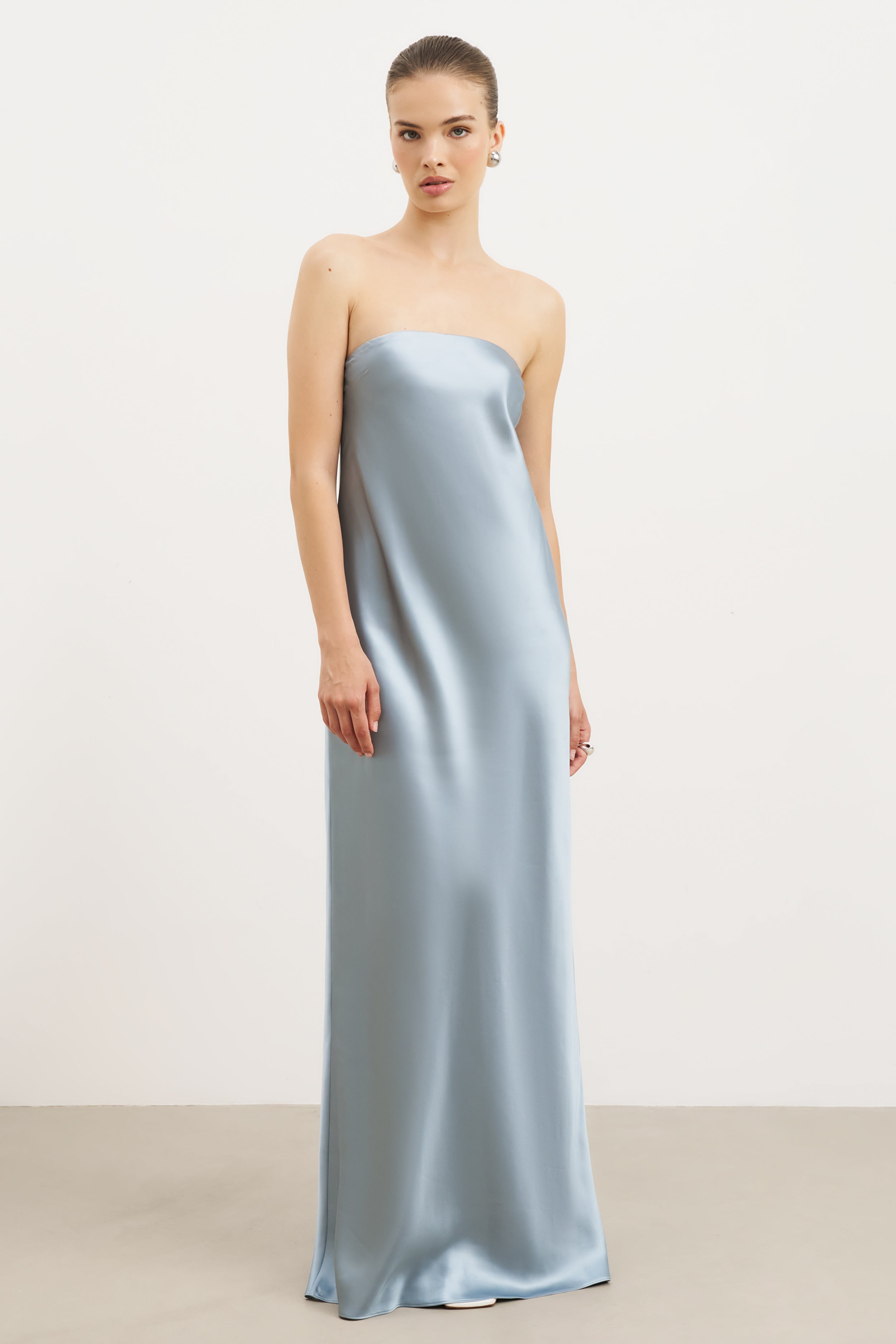 Satin Cowl Back Maxi Dress - Seafoam
