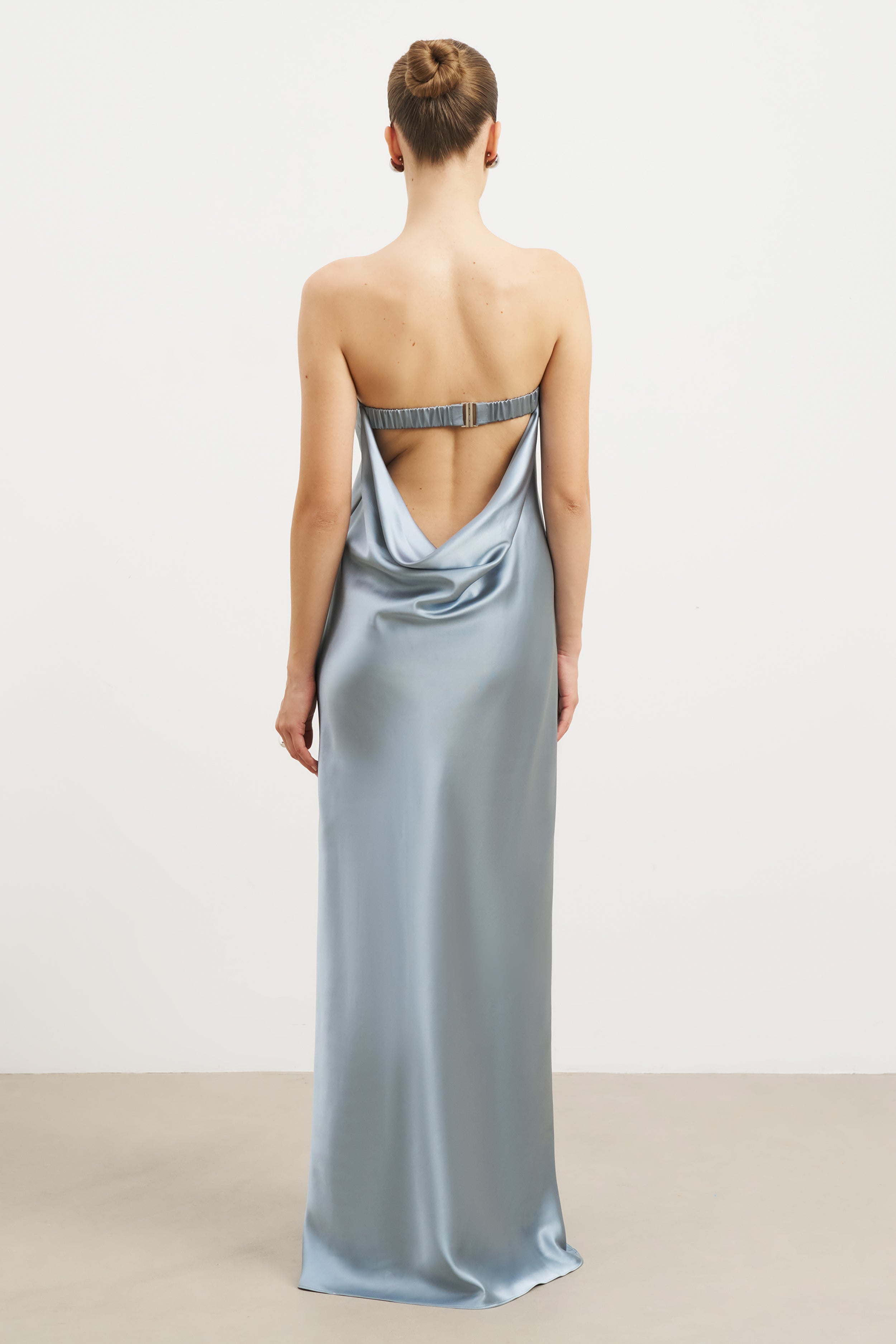 Satin Cowl Back Maxi Dress - Seafoam