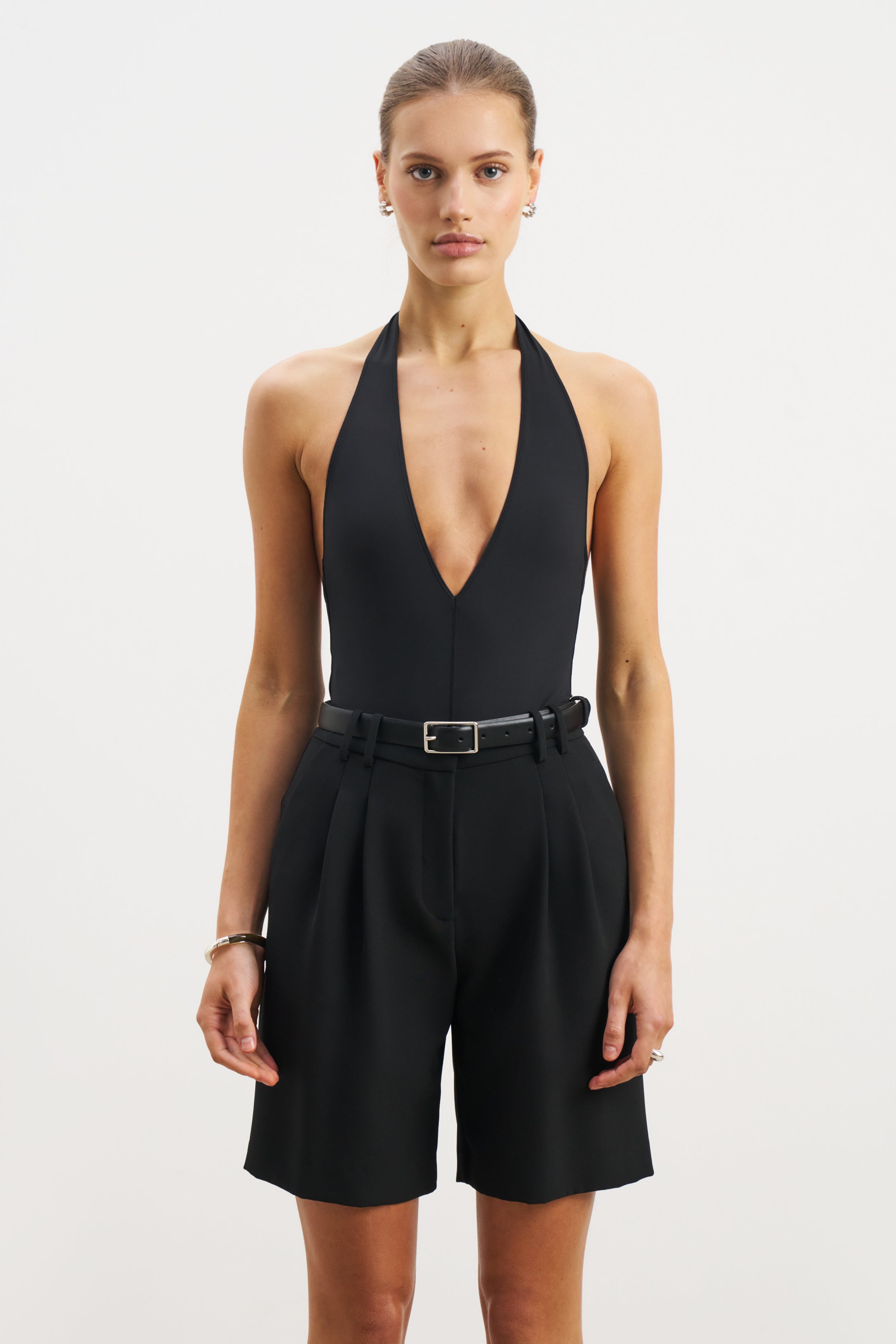 V Neck Plunge Bodysuit - Black | BOA US