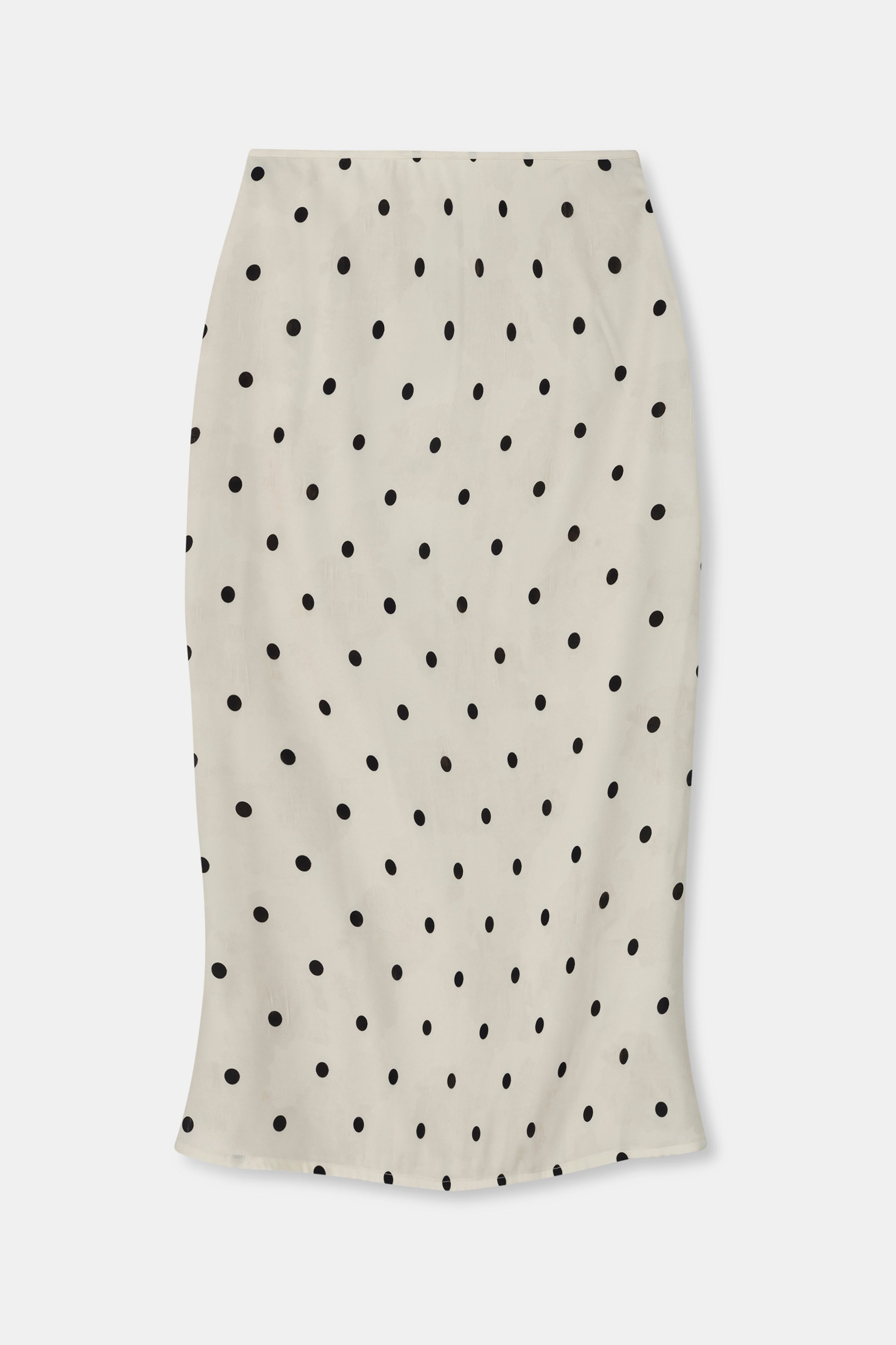 Satin Jacquard Polka Dot Midi Skirt - Cream Polka Dot
