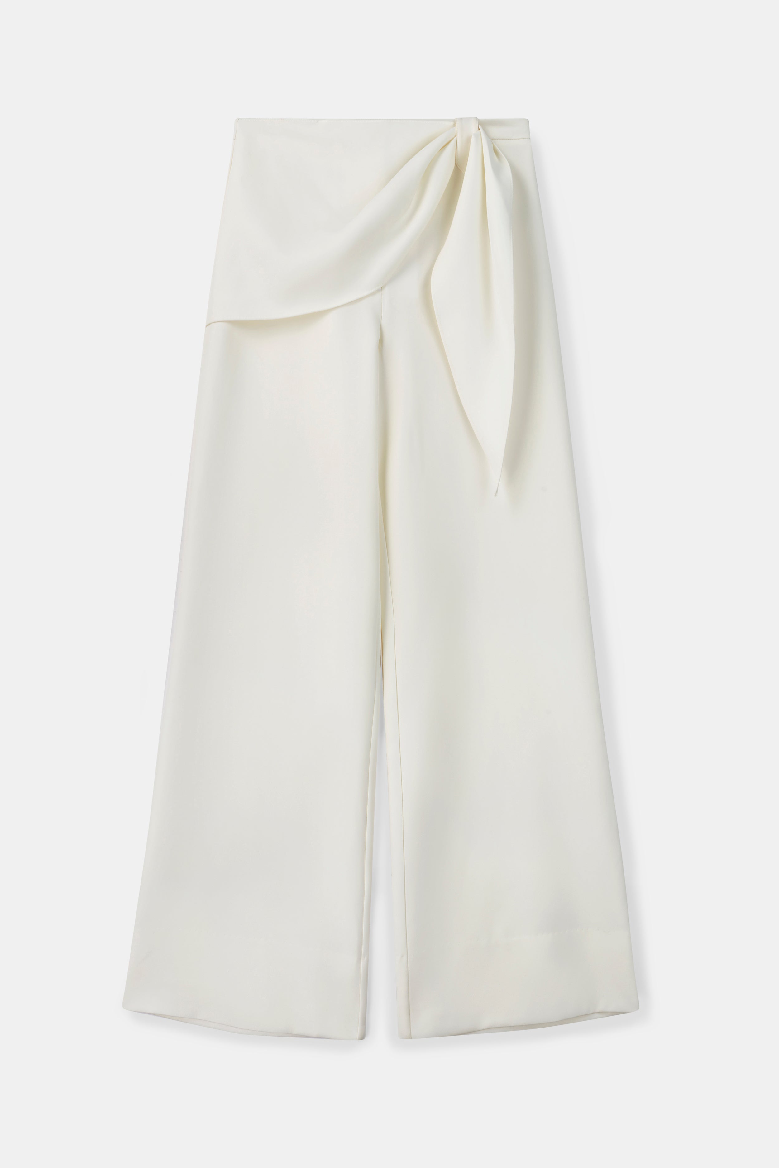 Tailored Draped Belt Trousers - White