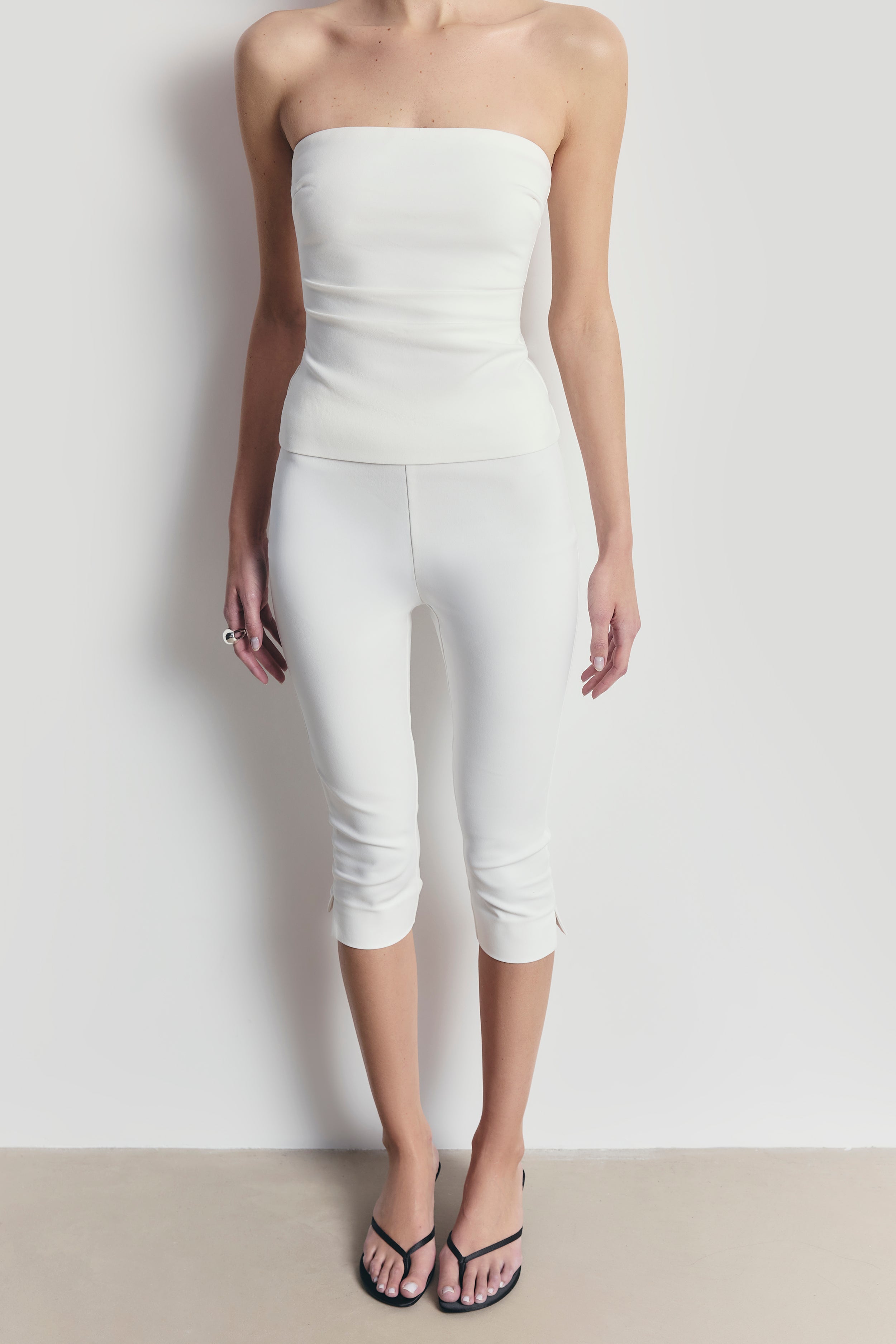 Tailored Capri Leggings - White
