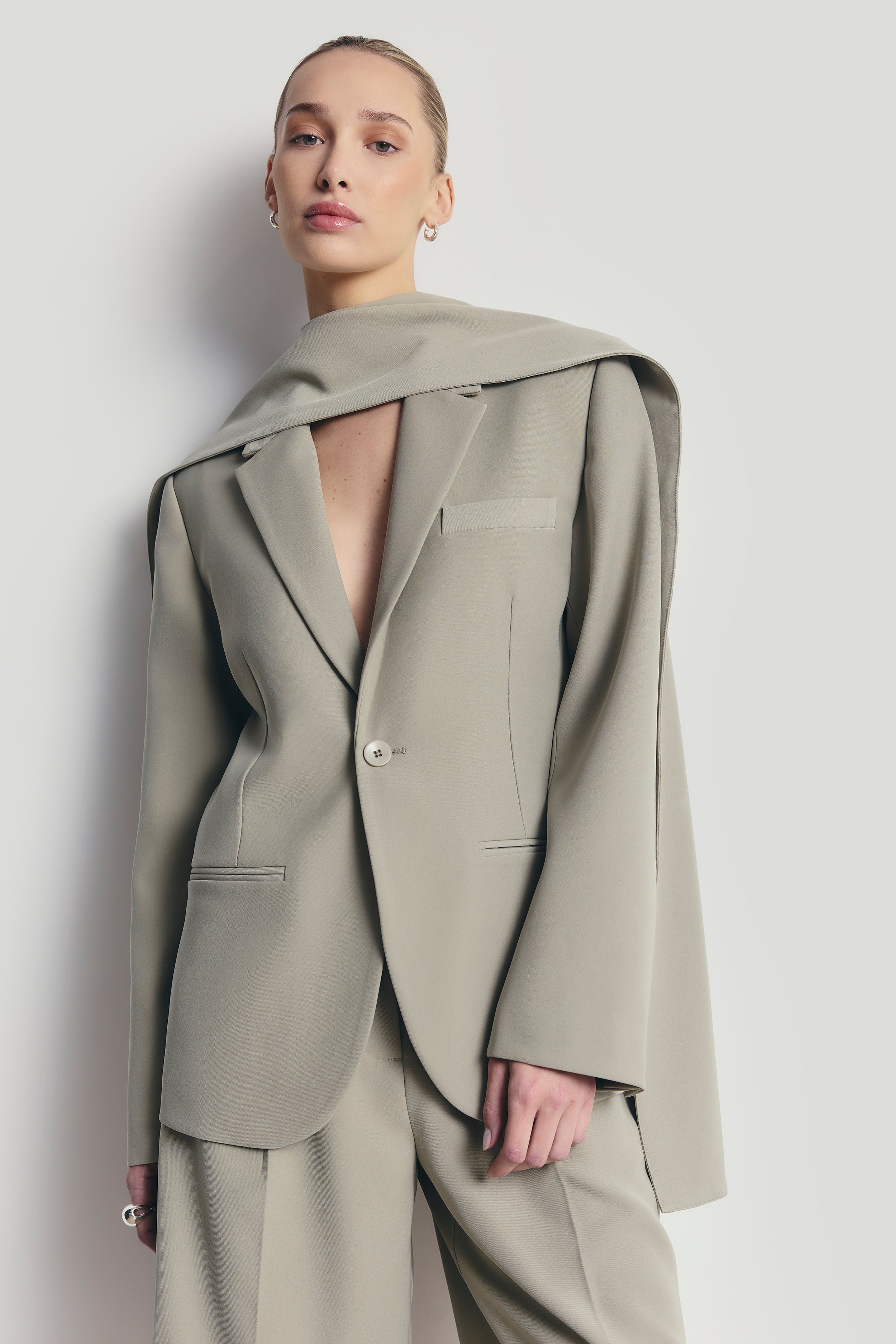 Oversized Single Breasted Blazer - Antique Sage