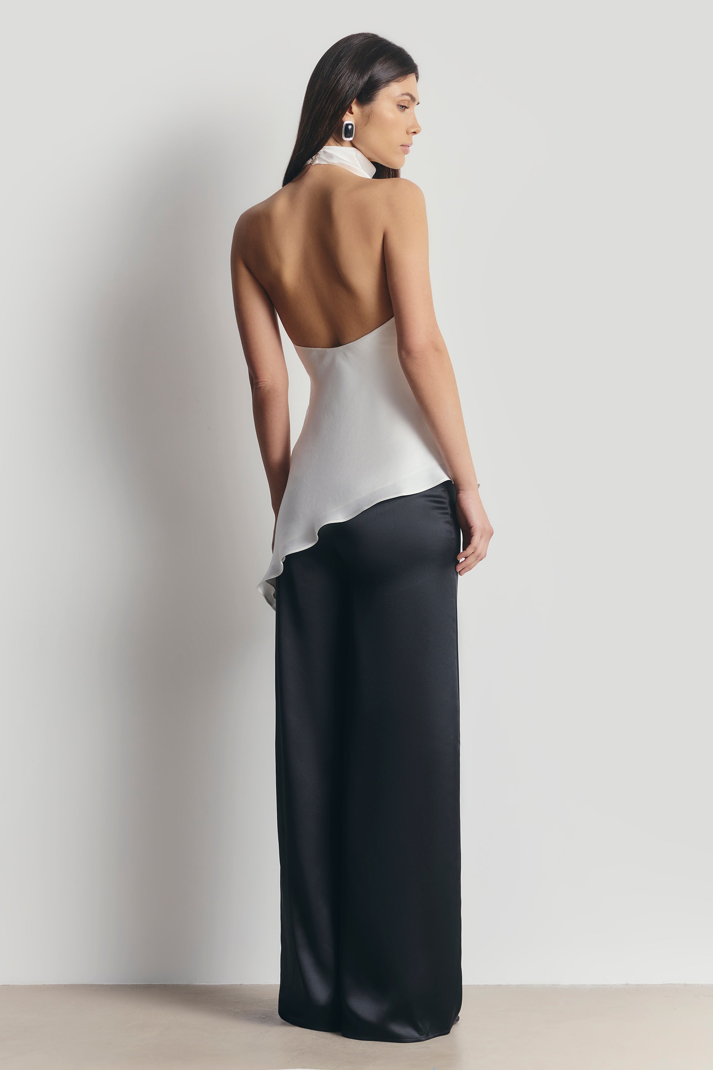 Cowl Neck Asymmetric Top - White