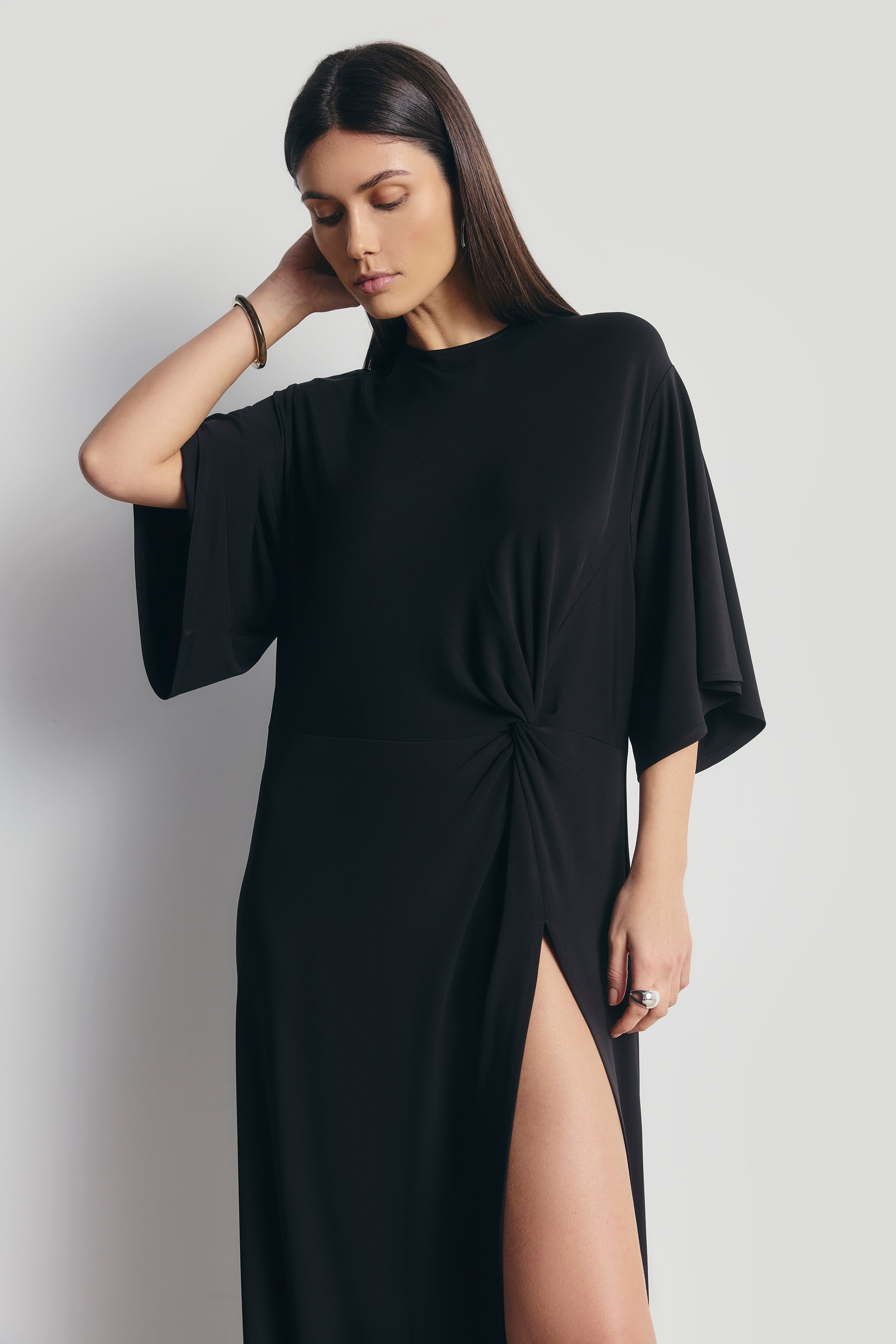 Relaxed Dropped Waist T-Shirt Gown - Black
