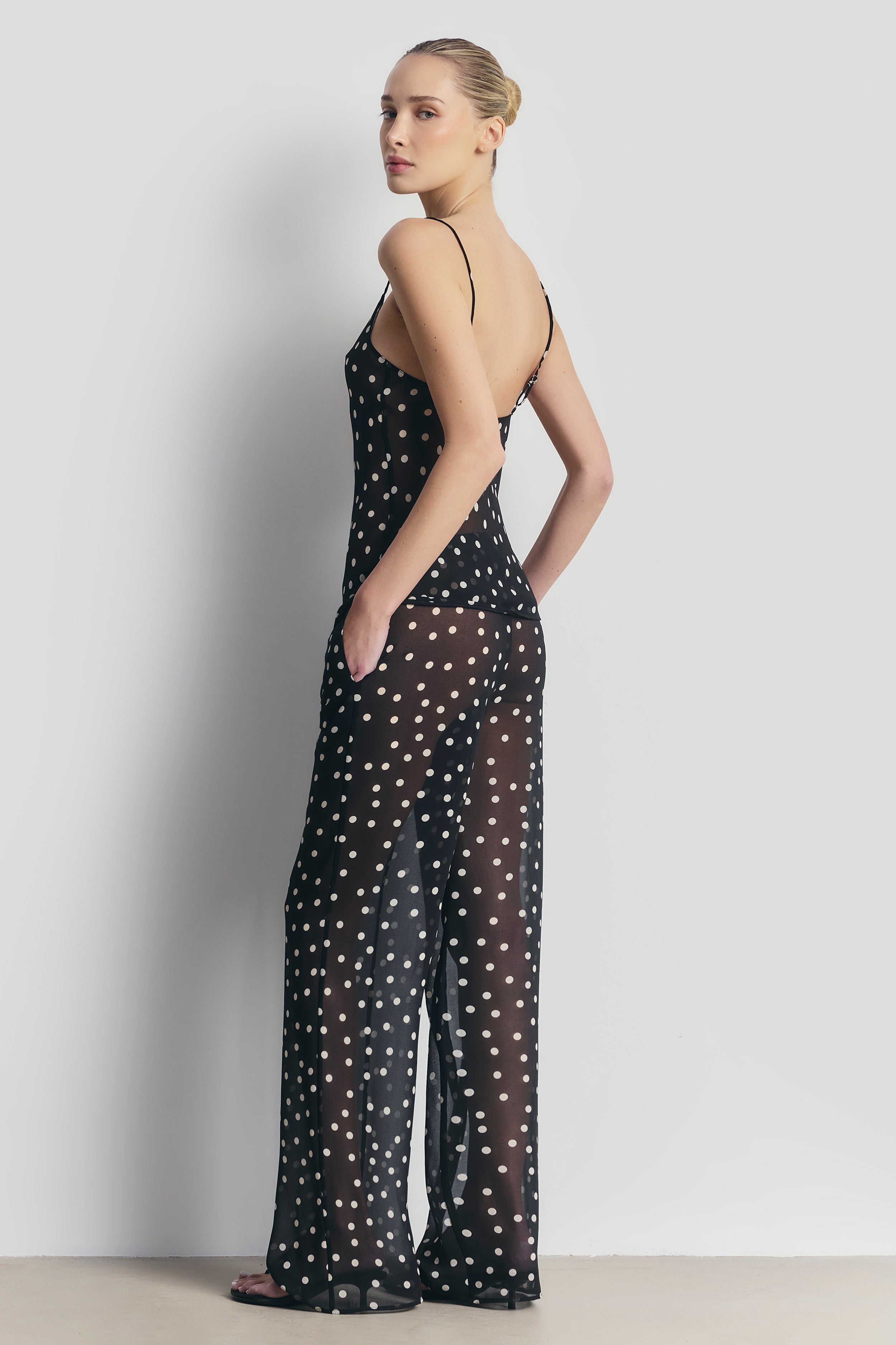 Chiffon V Neck Camisole Top - Maxi Polka Dot