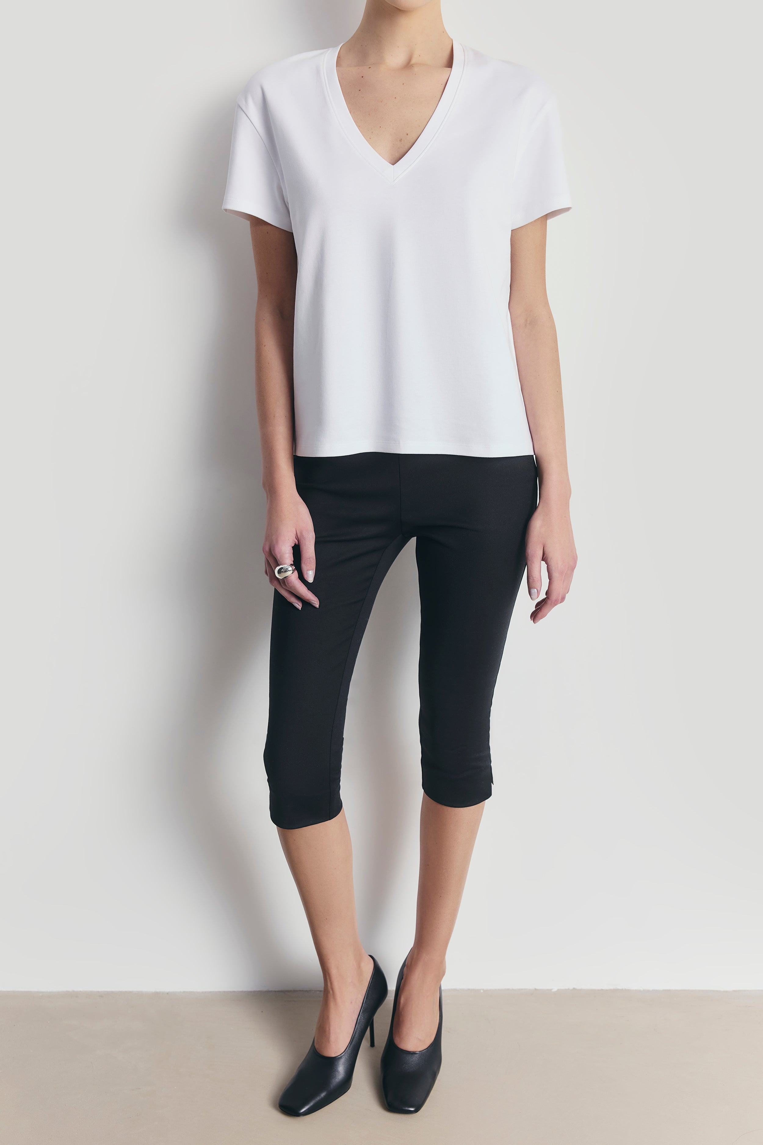 Classic V Neck T Shirt - White