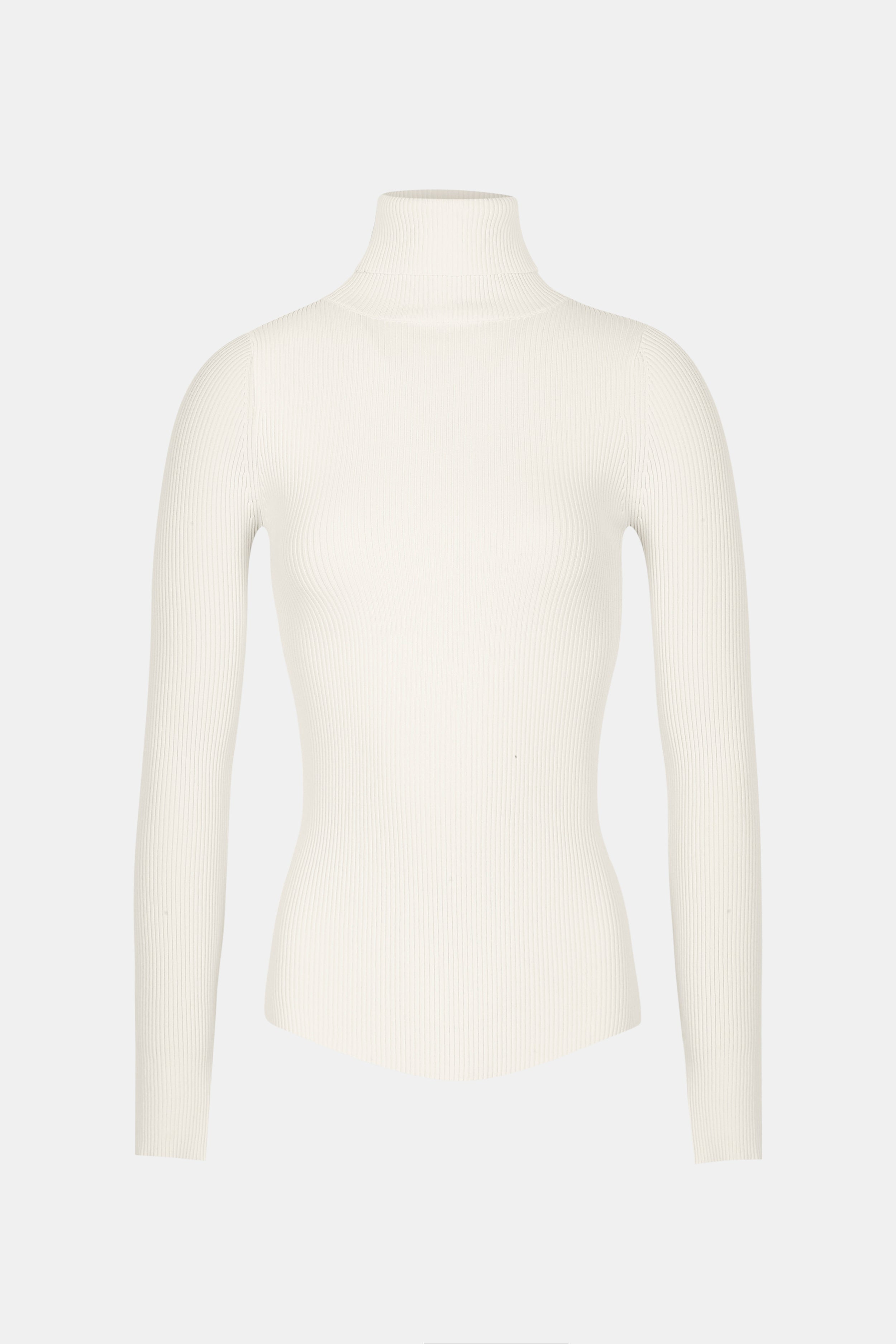 Ribbed Knit Turtleneck Jumper - Cream