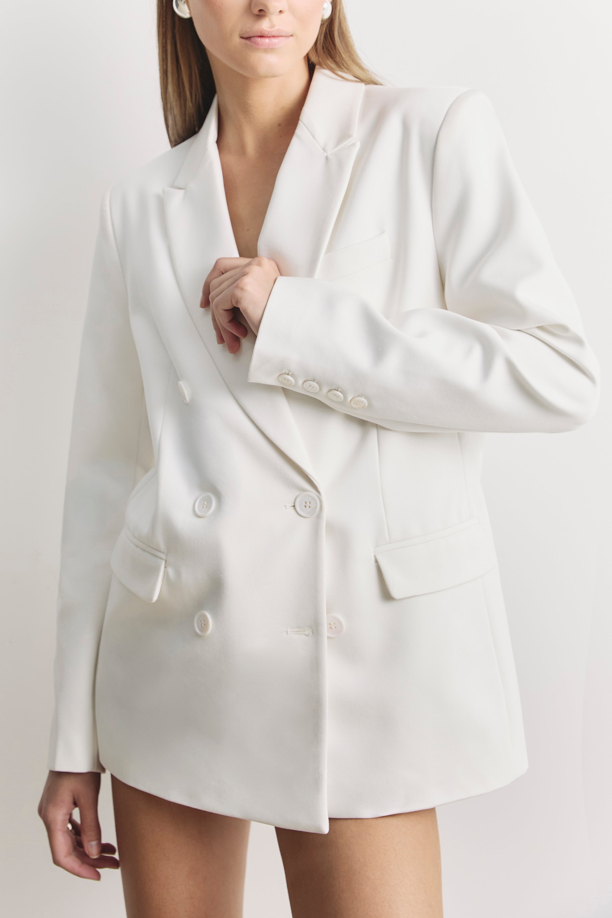 Formal Double Breasted Blazer - Cream