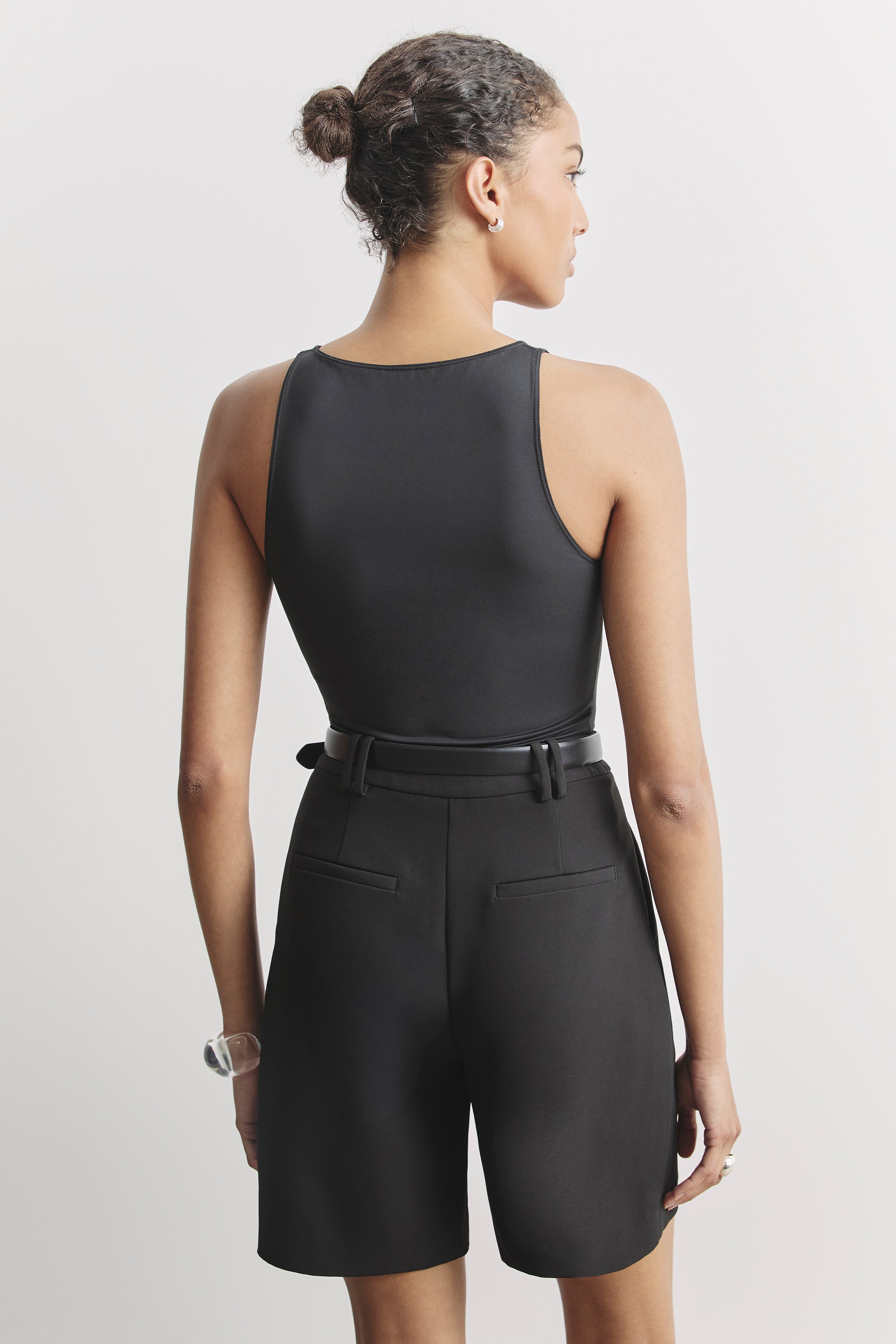 Boat Neck Tank Top - Black