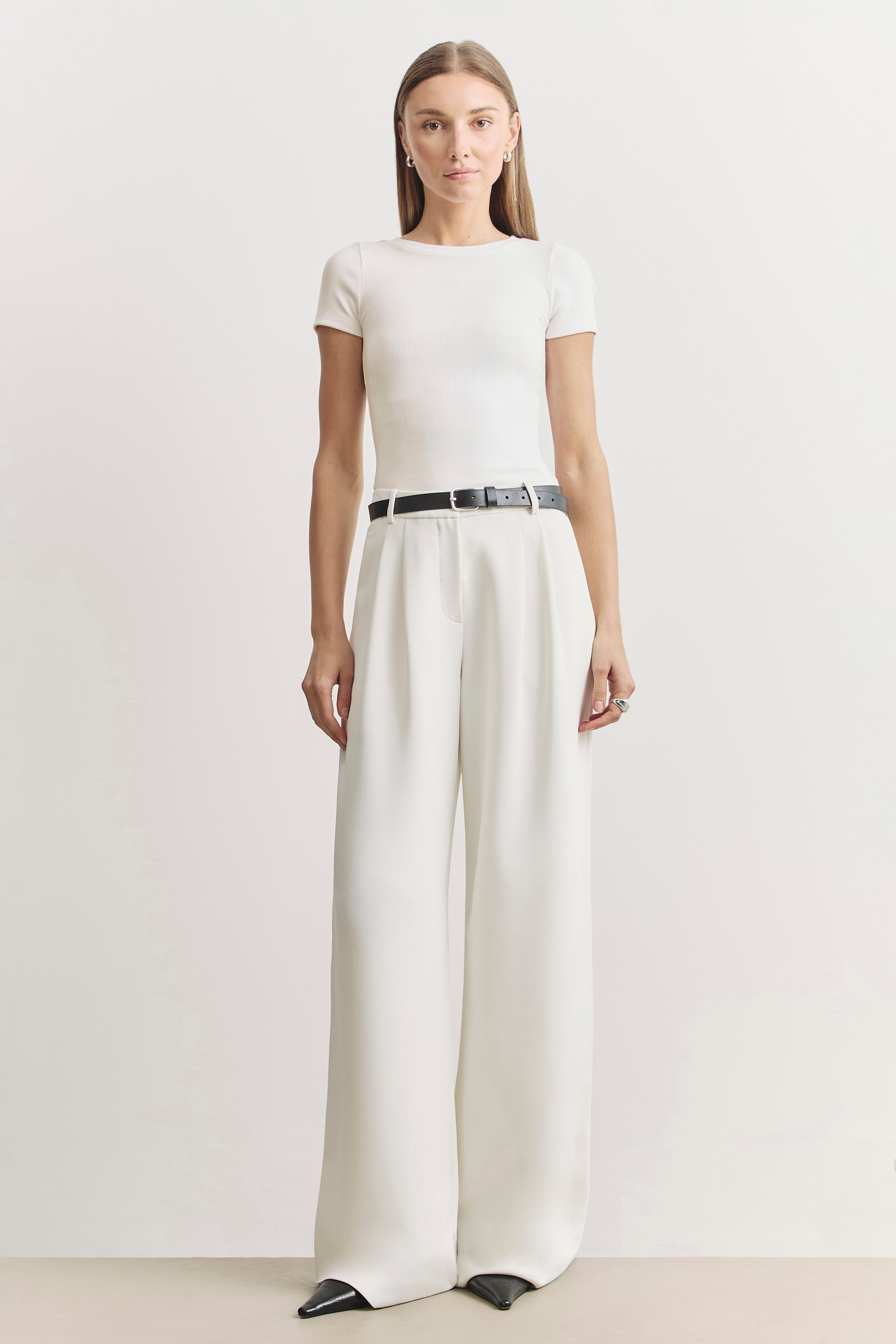 Soft Ribbed T Shirt - White