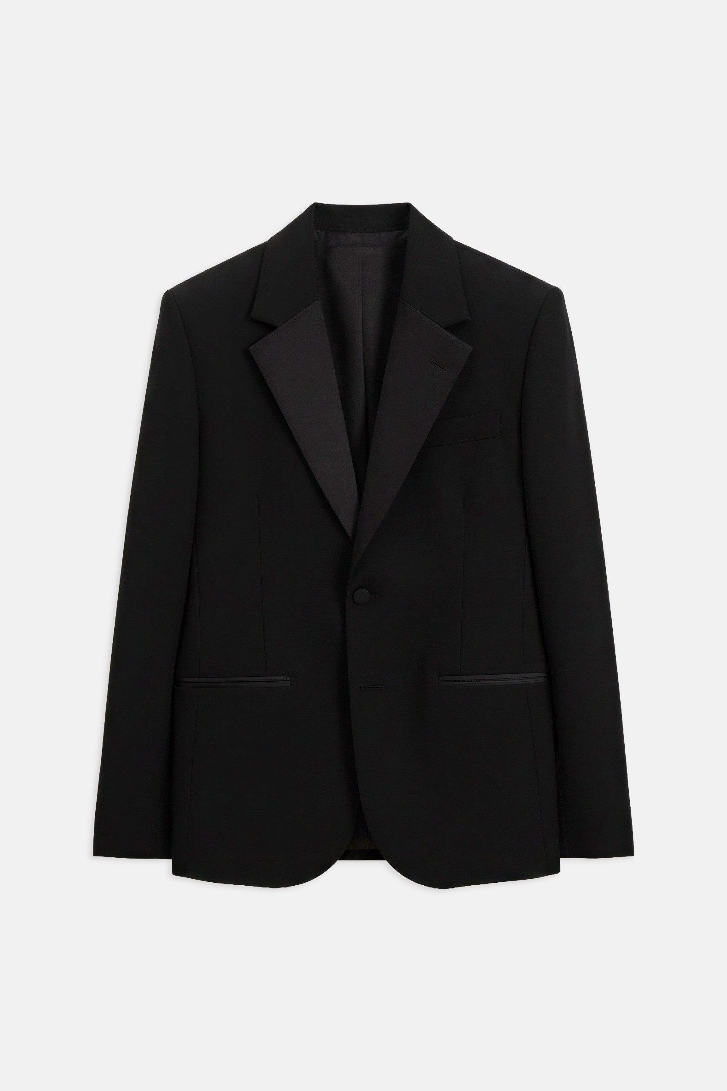 Satin Detail Single Breasted Blazer - Black