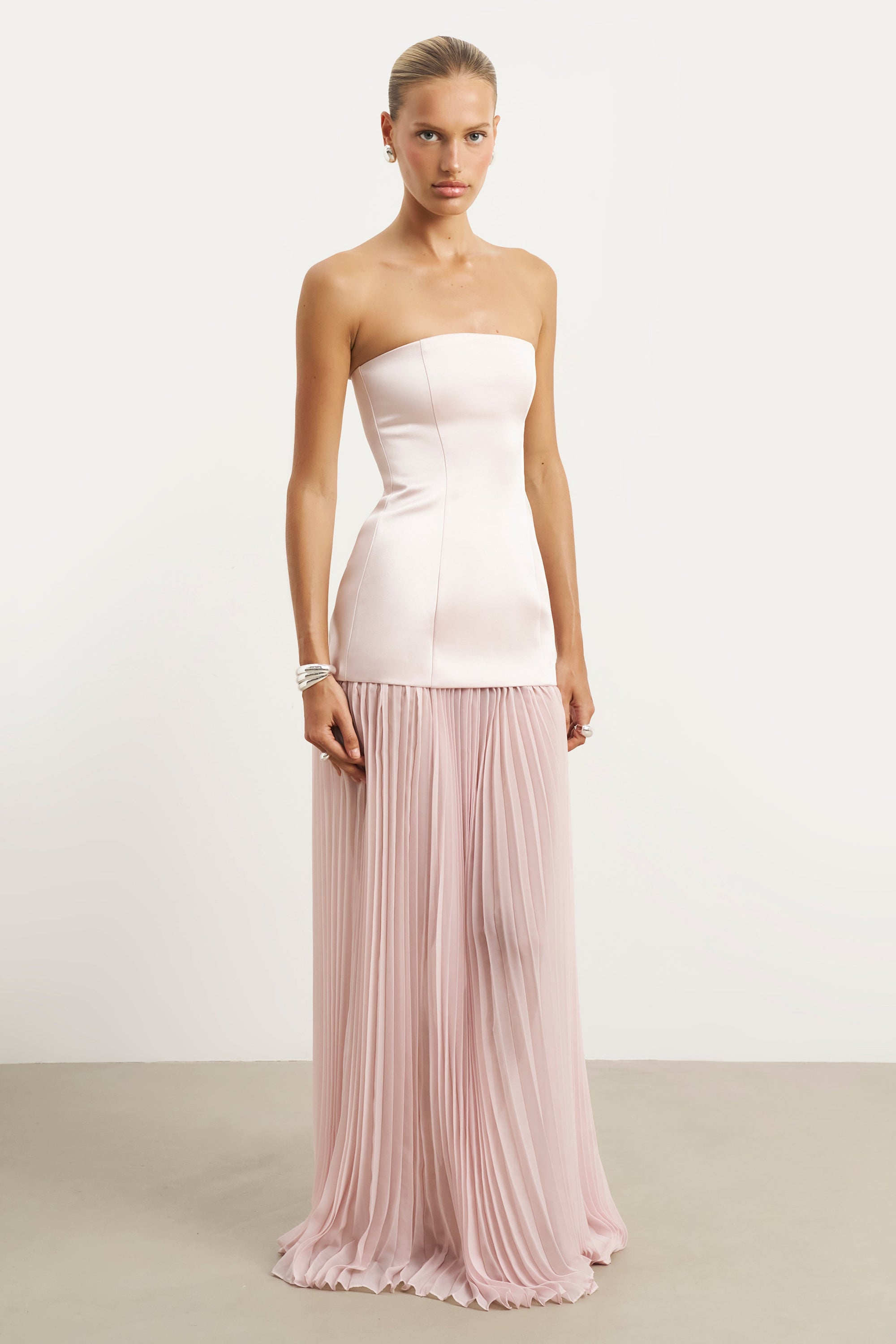 Satin Structured Bodice Gown - Blush | BOA US Satin Structured Bodice Gown - Blush | BOA US