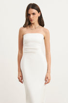 Strapless Ruched Midaxi Dress - White