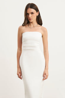 Strapless Ruched Midaxi Dress - White