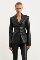 Tailored Leather Capri Leggings - Black