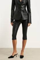 Tailored Leather Capri Leggings - Black