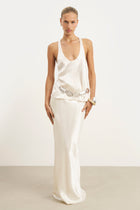Crushed Satin Bias Cut Maxi Skirt - Champagne