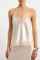 Satin Lace Detail Camisole - Champagne