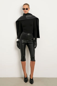 Tailored Leather Capri Leggings - Black